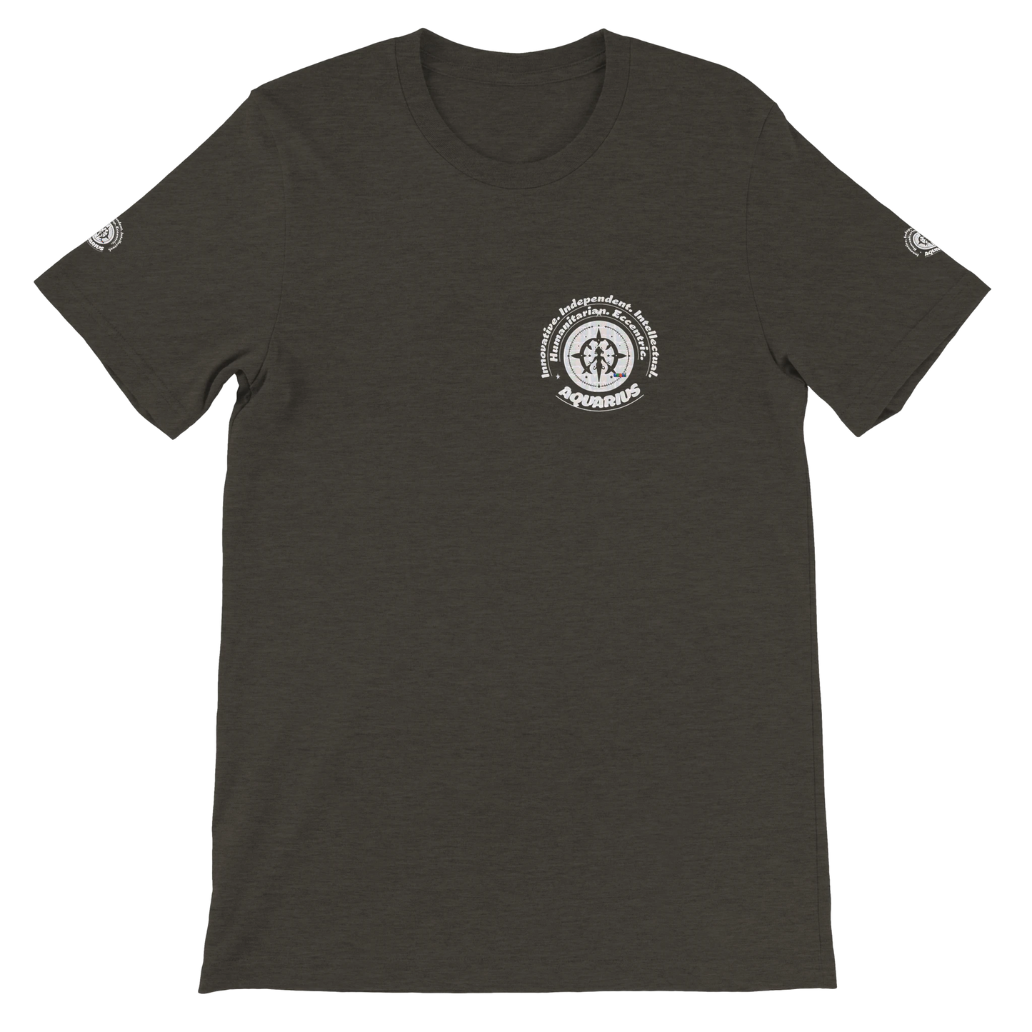 Black unisex crewneck T-shirt with Aquarius zodiac horoscope, ideal gift for a special loved one. Soft, stylish, and unique.