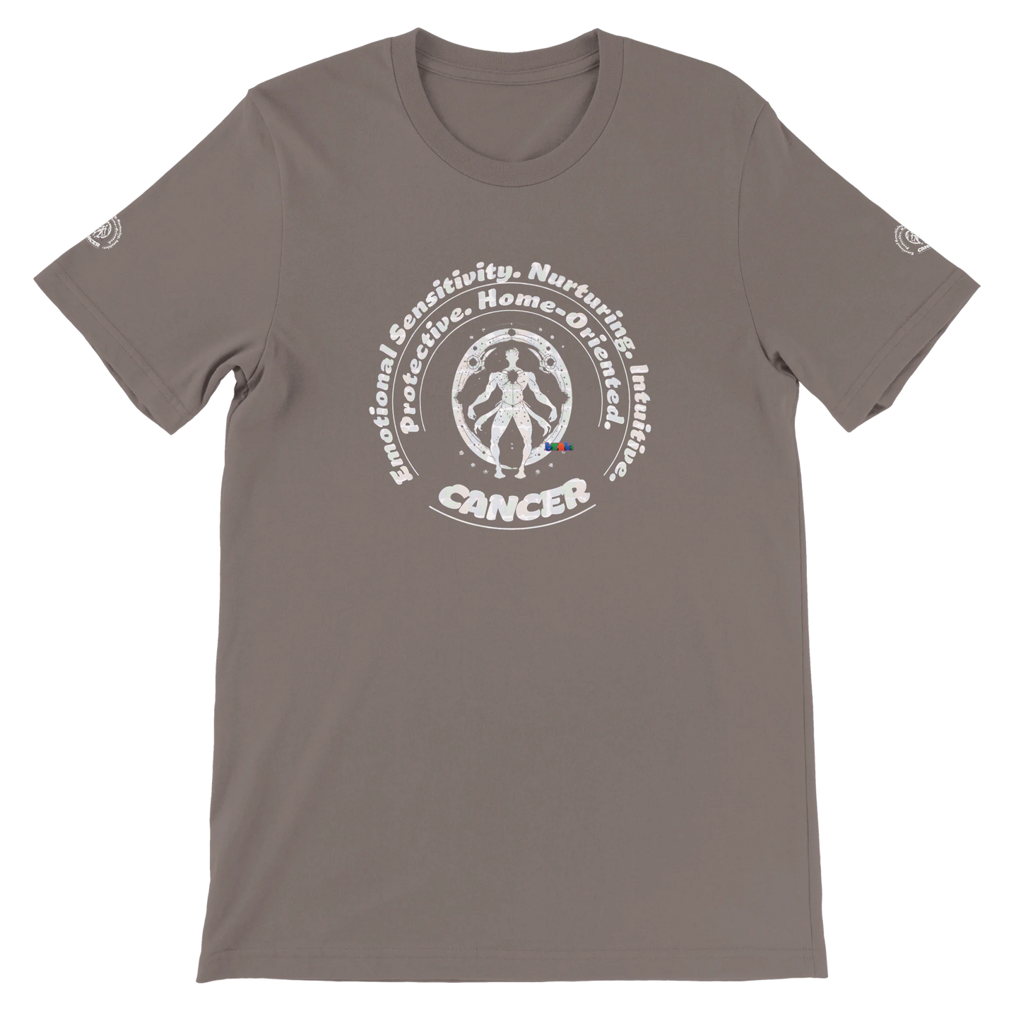 Brown unisex crewneck T-shirt with Cancer zodiac. Perfect birthday gift for lovers of astrology Crab Aqua Marine Sea Life.