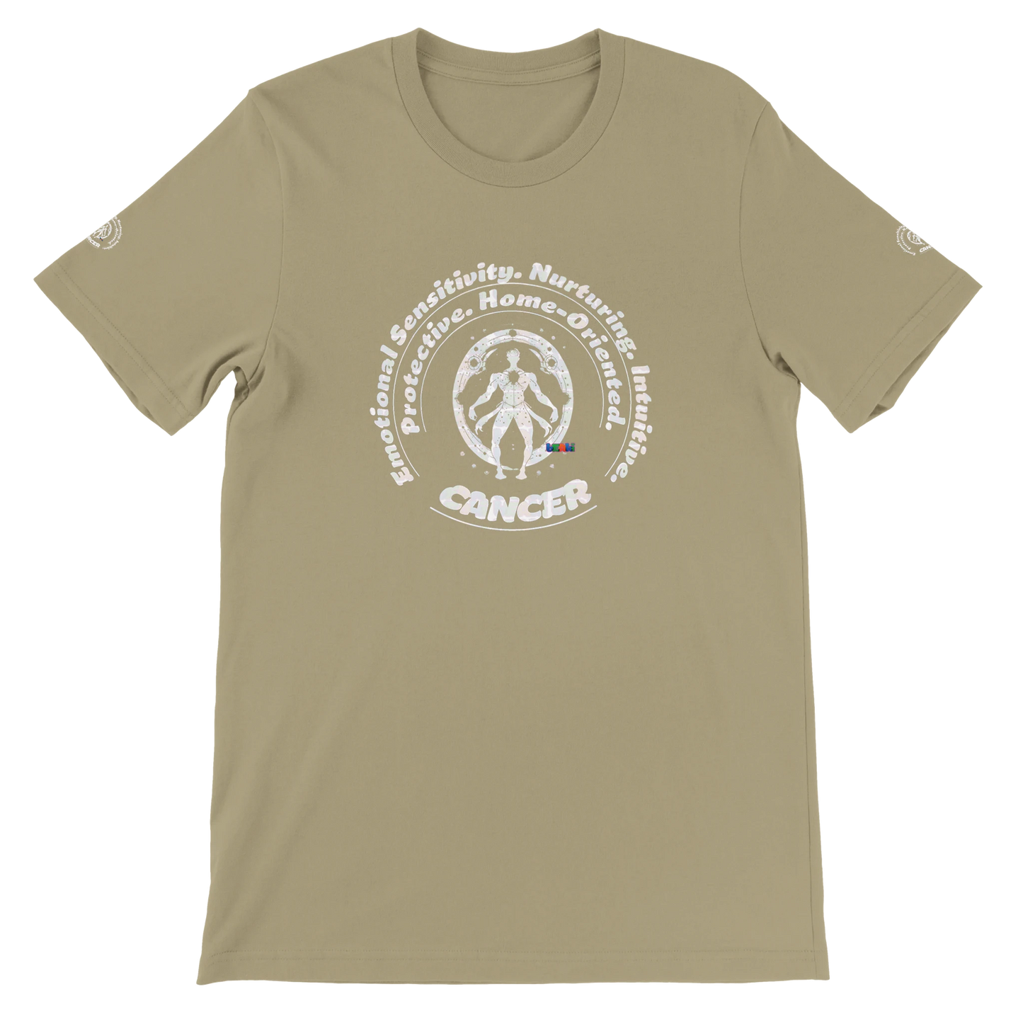 Brown unisex crewneck T-shirt with Cancer zodiac. Perfect birthday gift for lovers of astrology Crab Aqua Marine Sea Life.