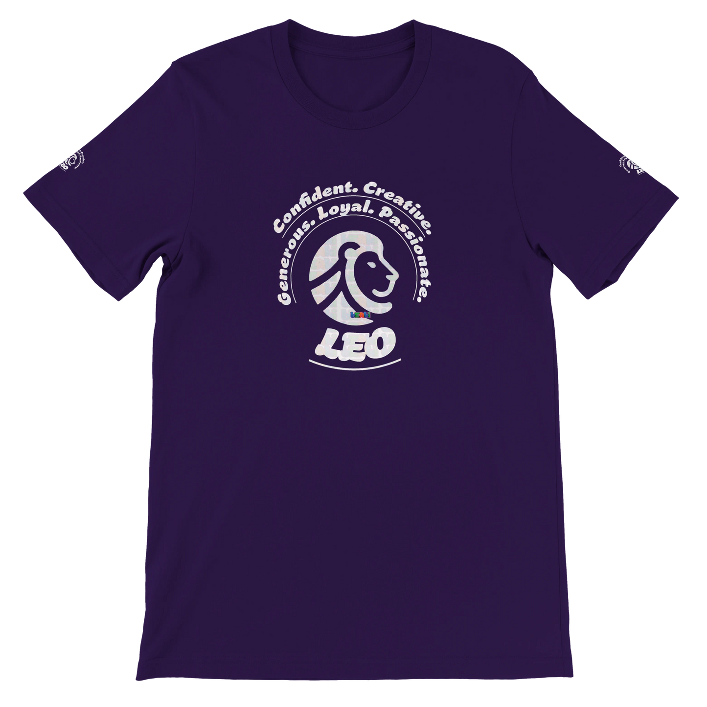 Purple unisex crewneck Premium T-shirt with Leo horoscope Logo design, perfect gift for zodiac Lion lover The Power of Choice