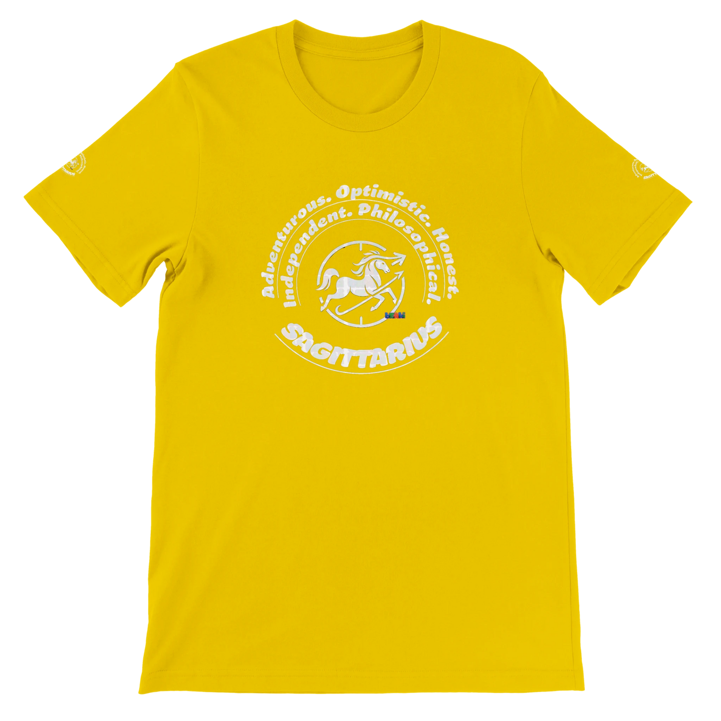 Yellow Premium unisex crewneck T-shirt Sagittarius design for Special Love One & horoscope Astrology lovers trendybuybest.com