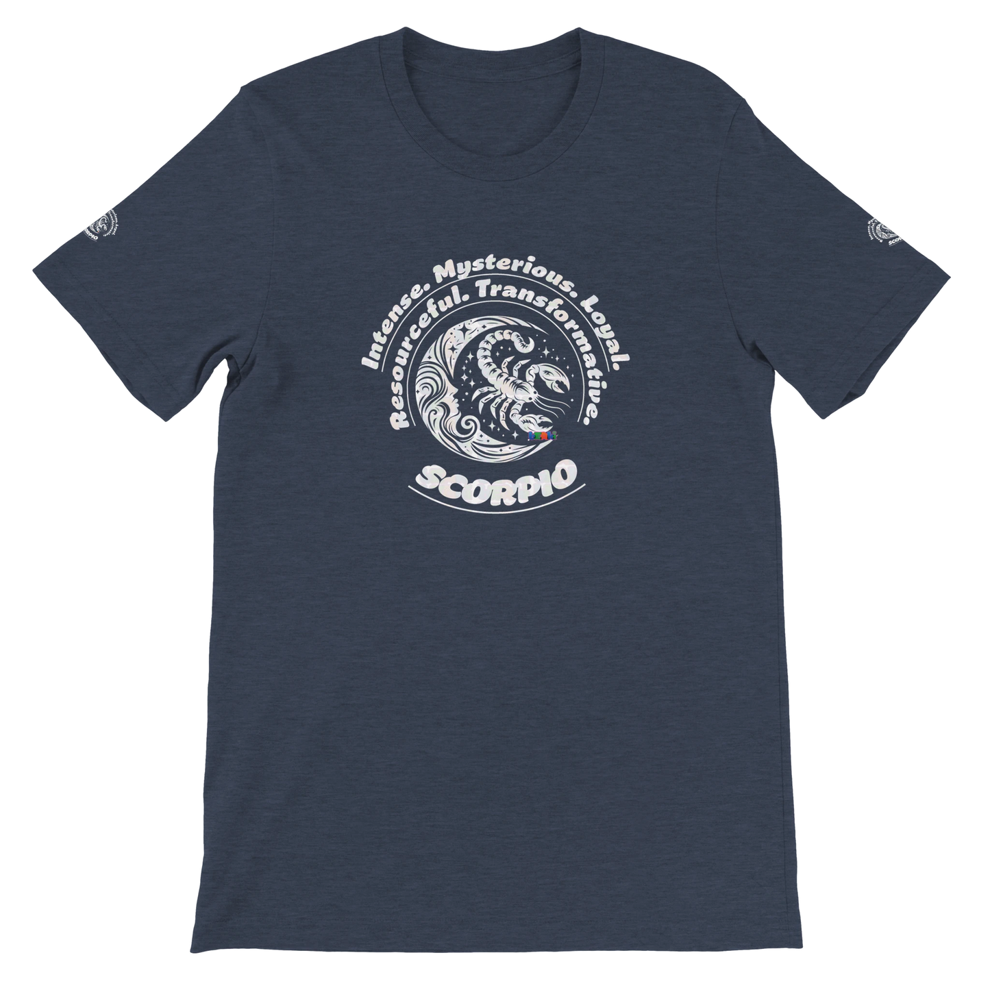 Blue unisex crewneck Premum T-shirt with Scorpio zodiac sign, perfect birthday gift for Astrology lovers by trendybuybest.com