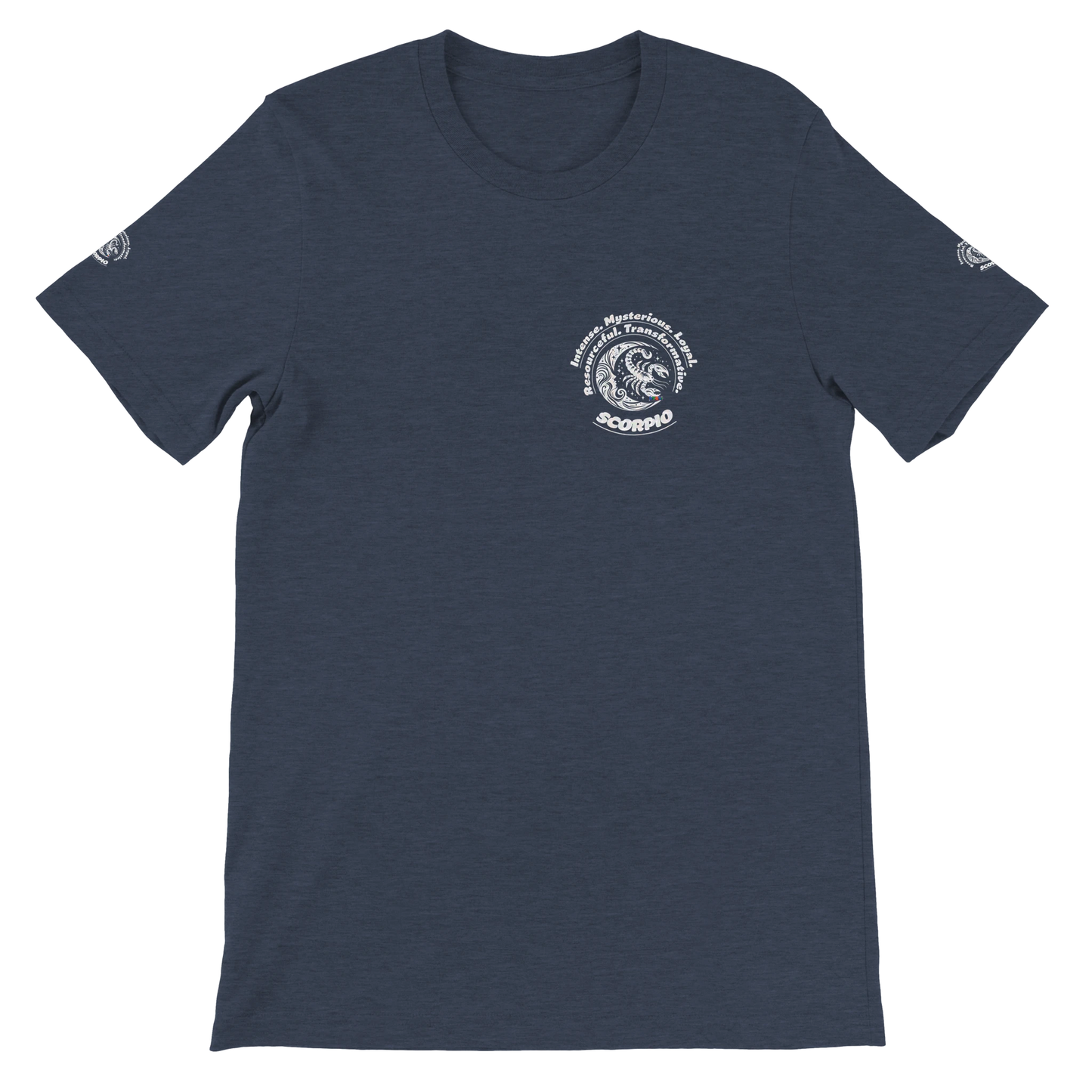 Blue unisex crewneck Premum T-shirt with Scorpio zodiac sign, perfect birthday gift for Astrology lovers by trendybuybest.com
