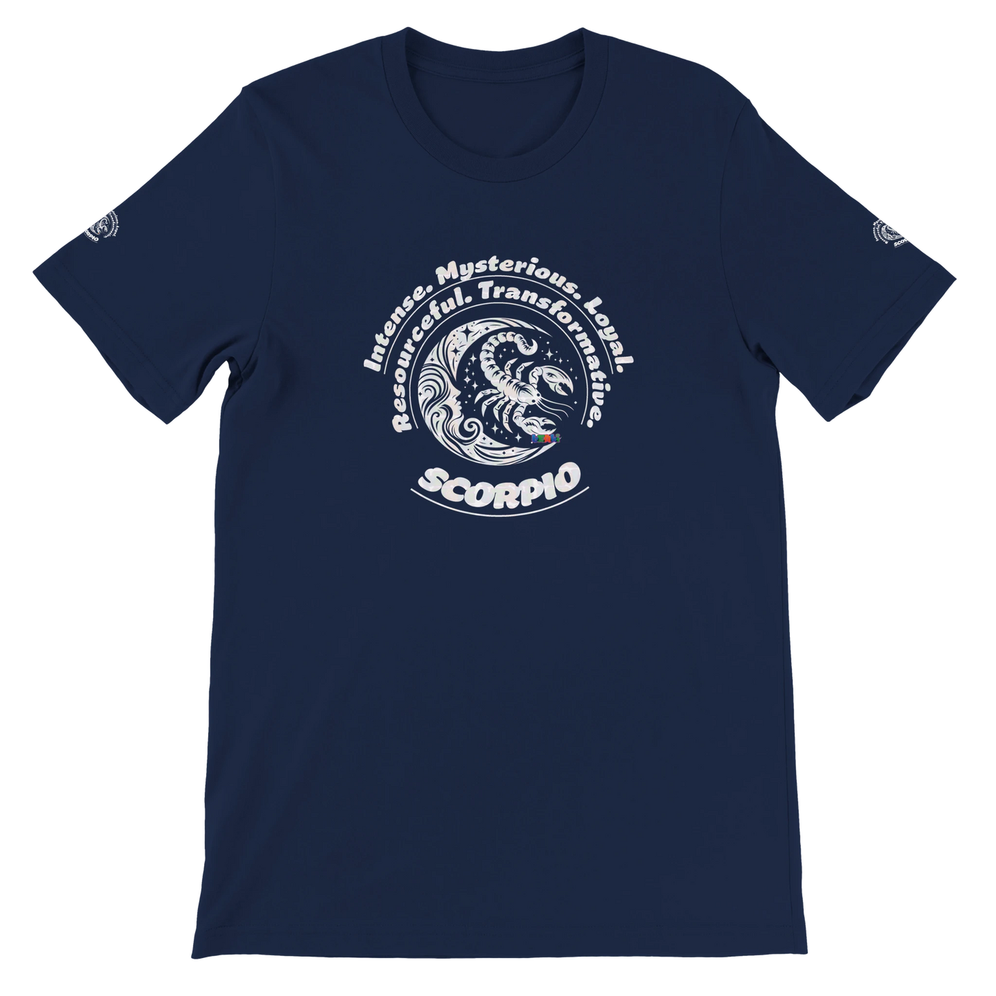 Blue unisex crewneck Premum T-shirt with Scorpio zodiac sign, perfect birthday gift for Astrology lovers by trendybuybest.com