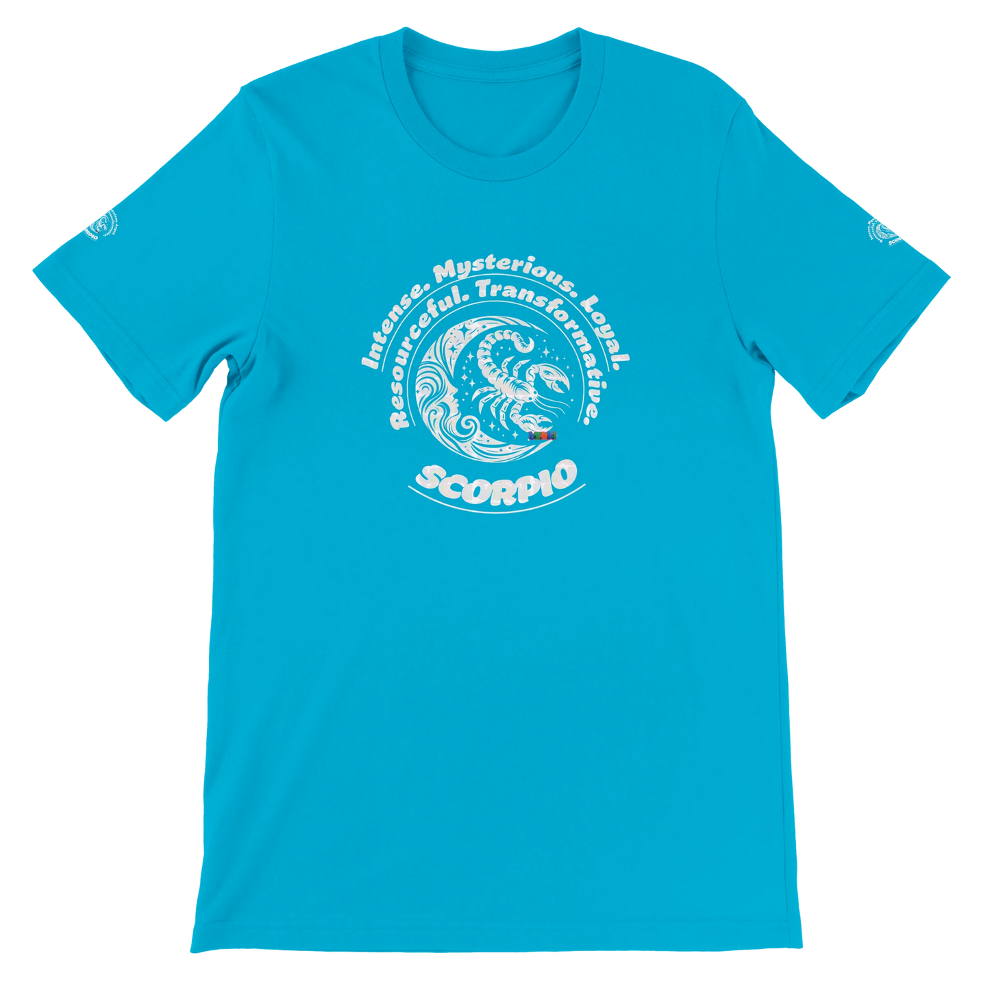 Blue unisex crewneck Premum T-shirt with Scorpio zodiac sign, perfect birthday gift for Astrology lovers by trendybuybest.com