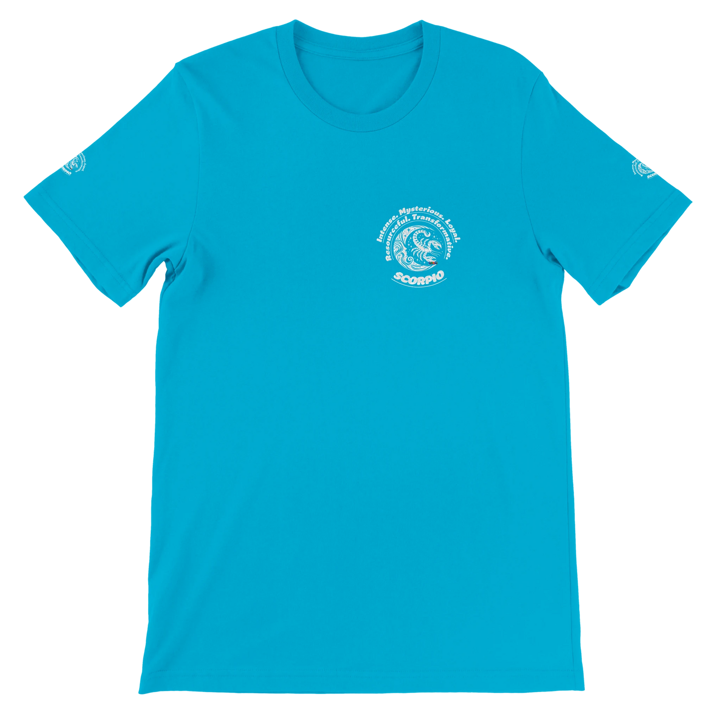 Blue unisex crewneck Premum T-shirt with Scorpio zodiac sign, perfect birthday gift for Astrology lovers by trendybuybest.com