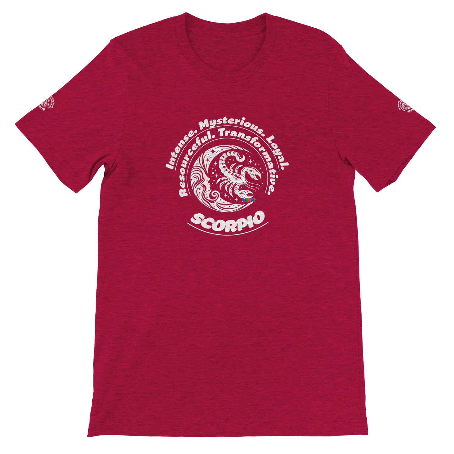 Red unisex crewneck Premium T-shirt for tenacious magnetic passion Scorpio with Horoscope Astrology design by trendybuybest.