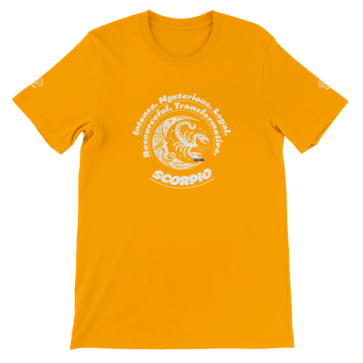 Yellow unisex Premium T-shirt for tenacious magnetic Intuitive devotion passion Scorpio, Horoscope Astrology Scorpion design