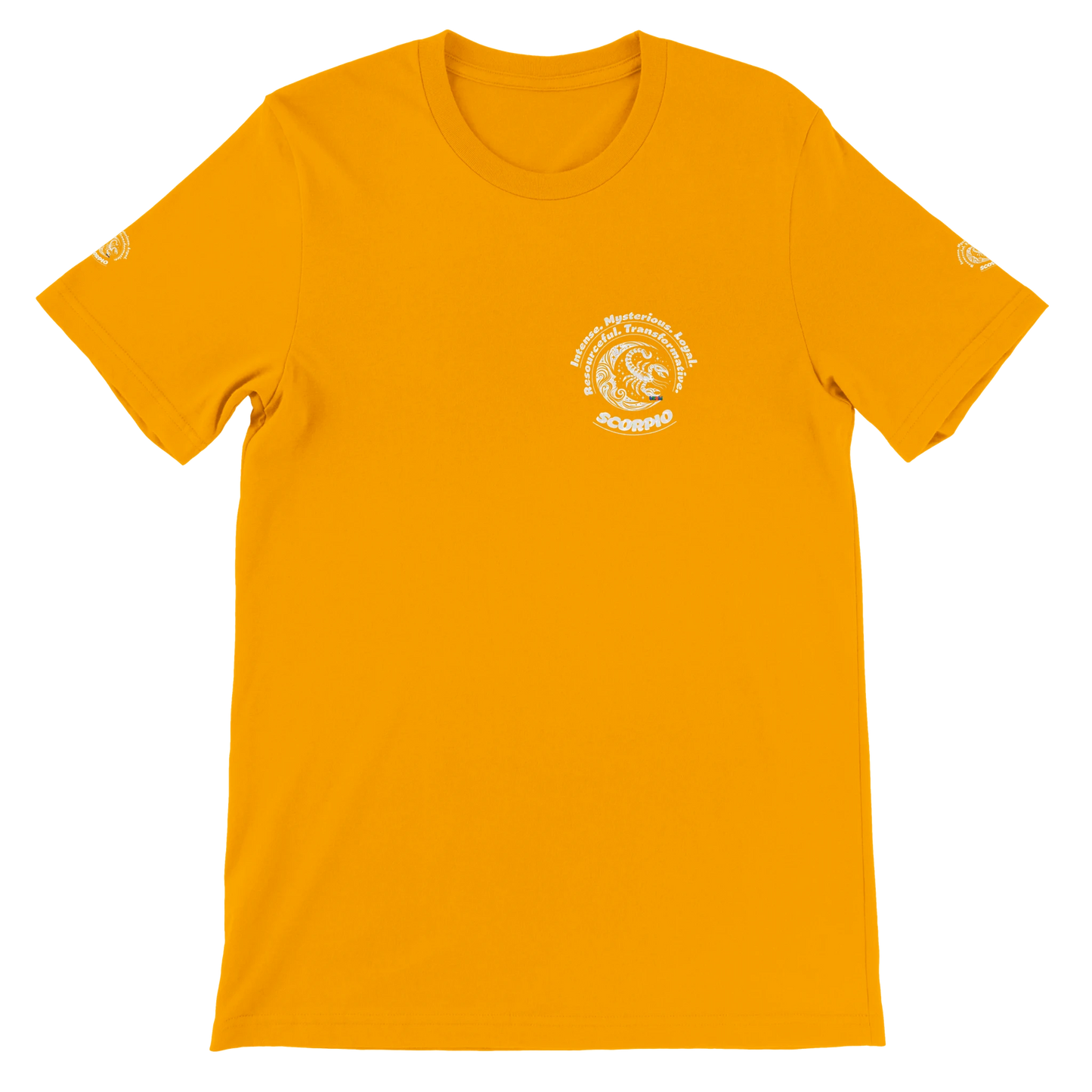 Yellow unisex Premium T-shirt for tenacious magnetic Intuitive devotion passion Scorpio, Horoscope Astrology Scorpion design