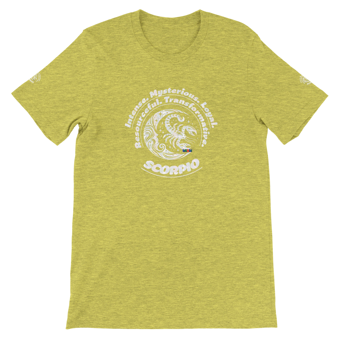Yellow unisex Premium T-shirt for tenacious magnetic Intuitive devotion passion Scorpio, Horoscope Astrology Scorpion design