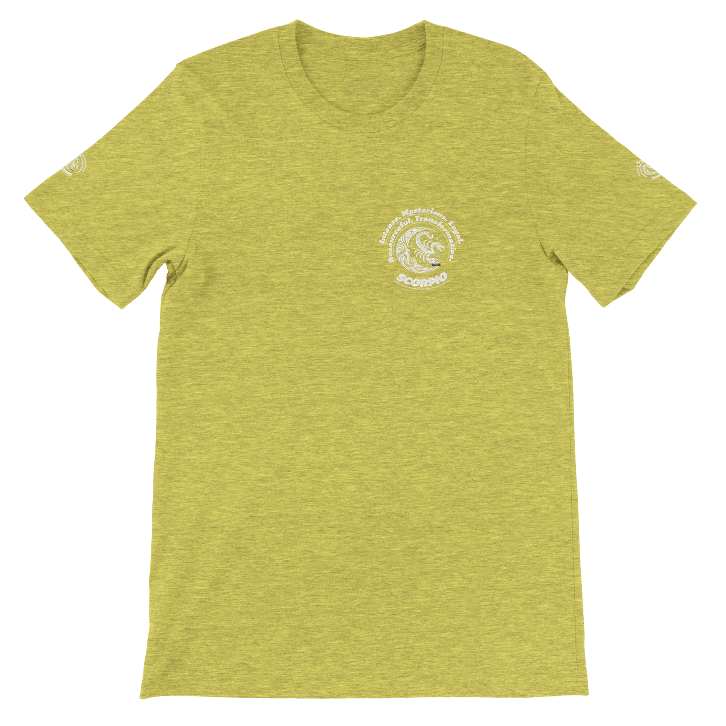 Yellow unisex Premium T-shirt for tenacious magnetic Intuitive devotion passion Scorpio, Horoscope Astrology Scorpion design