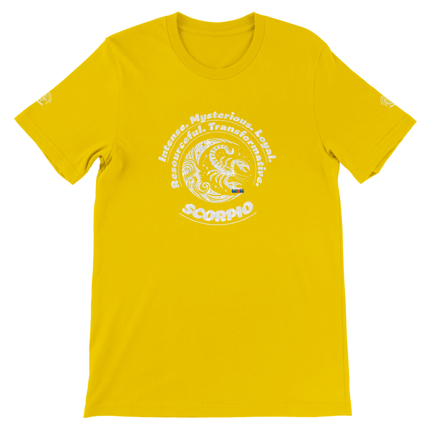 Yellow unisex Premium T-shirt for tenacious magnetic Intuitive devotion passion Scorpio, Horoscope Astrology Scorpion design