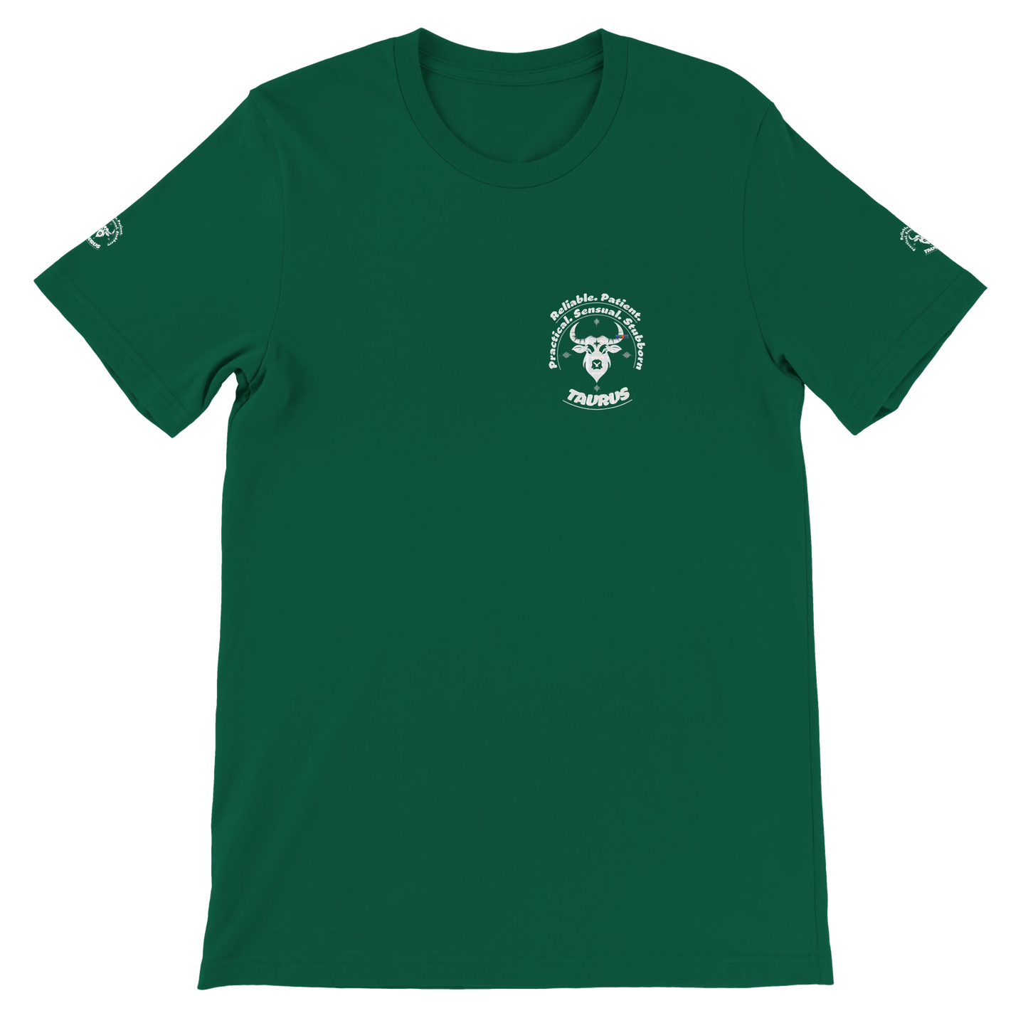 Green Premium unisex crewneck T-shirt with Taurus astrology horoscope zodiac design for Special Love One by trendybuybest.com