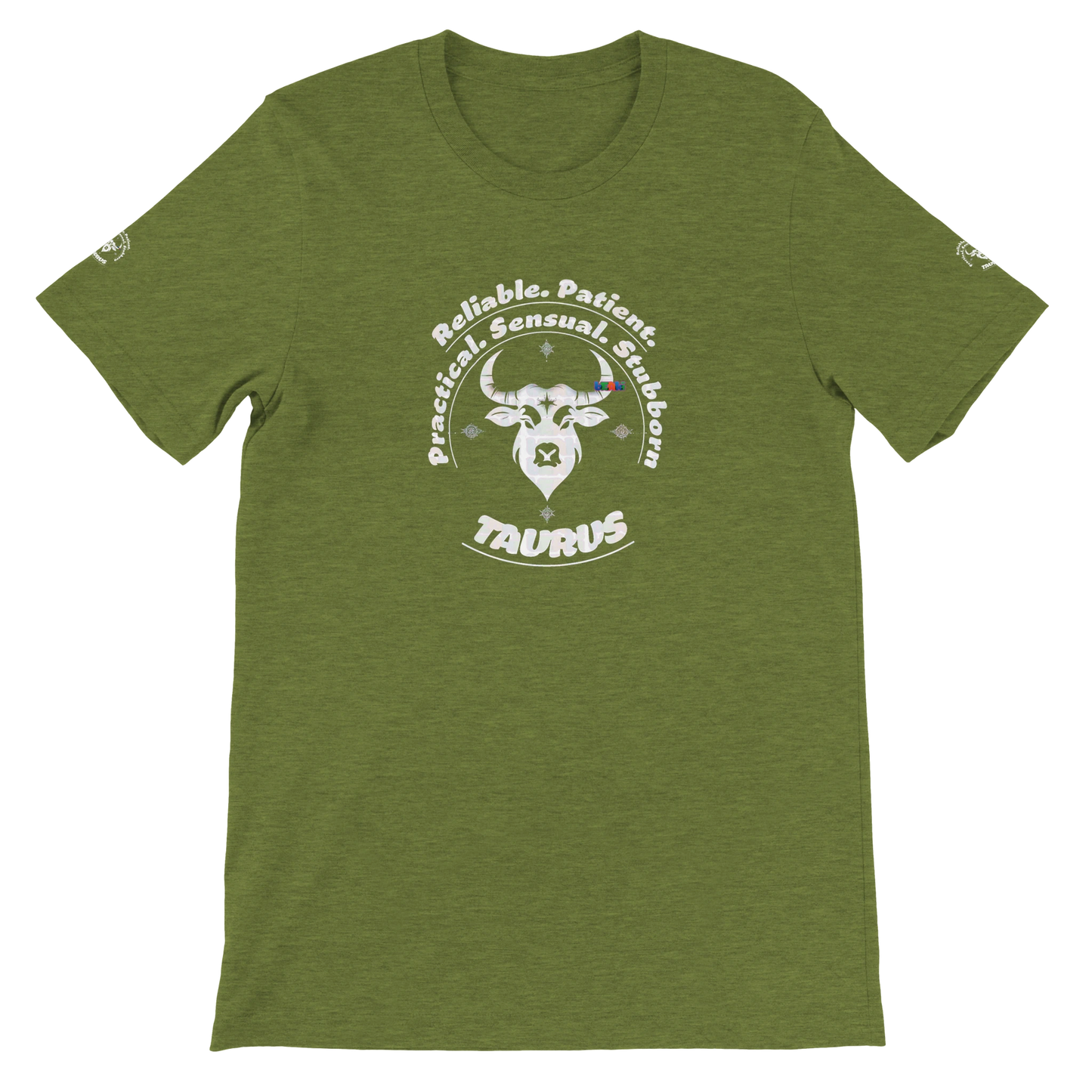 Green Premium unisex crewneck T-shirt with Taurus astrology horoscope zodiac design for Special Love One by trendybuybest.com