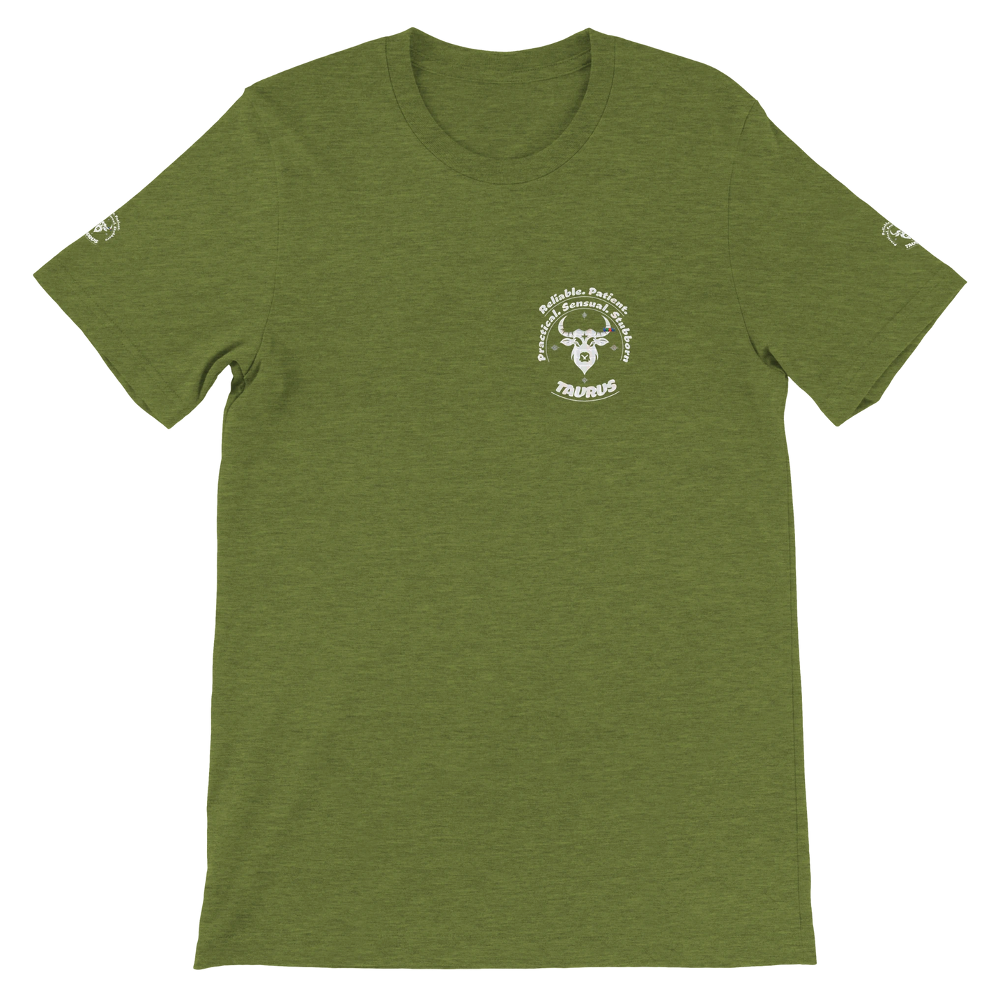 Green Premium unisex crewneck T-shirt with Taurus astrology horoscope zodiac design for Special Love One by trendybuybest.com