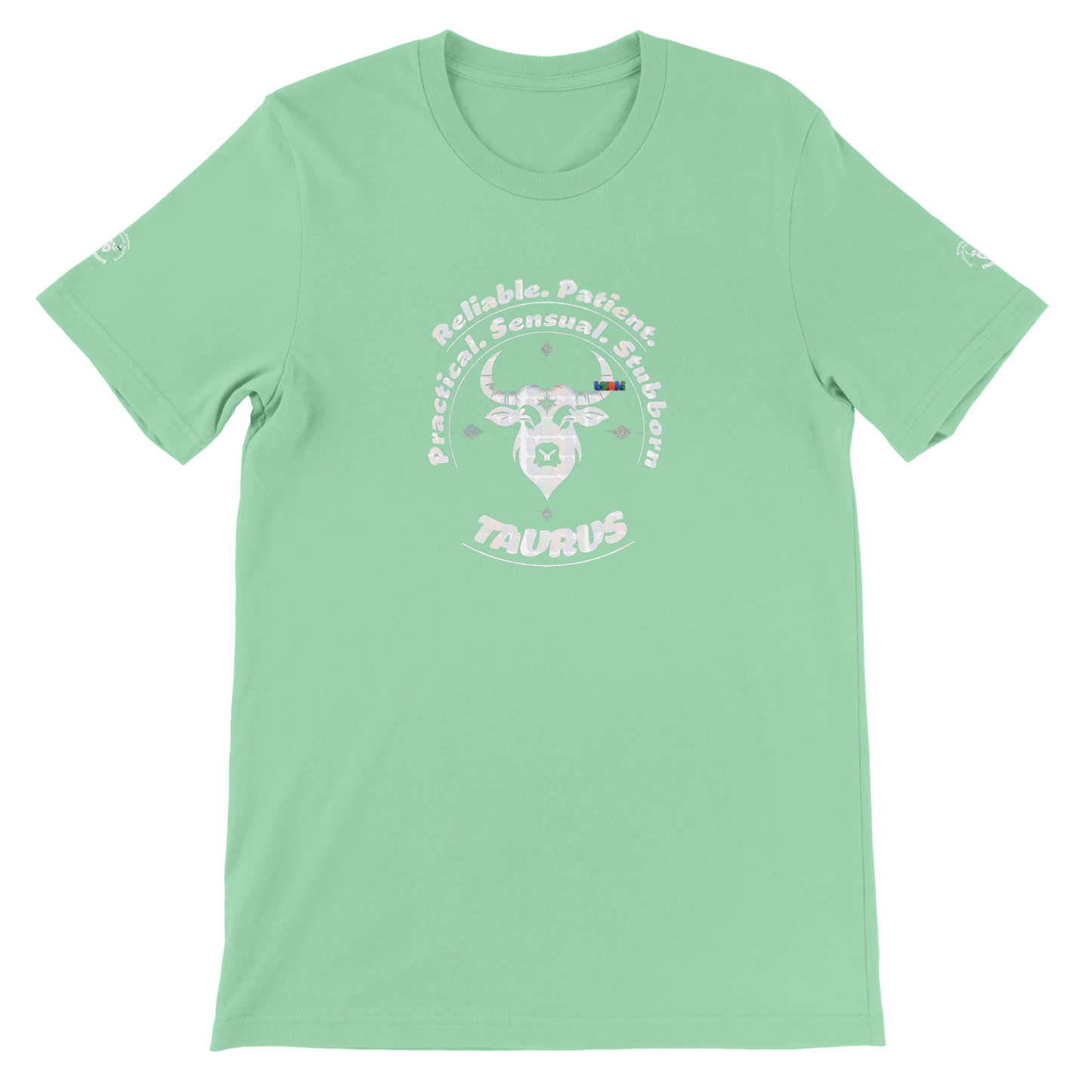 Green Premium unisex crewneck T-shirt with Taurus astrology horoscope zodiac design for Special Love One by trendybuybest.com