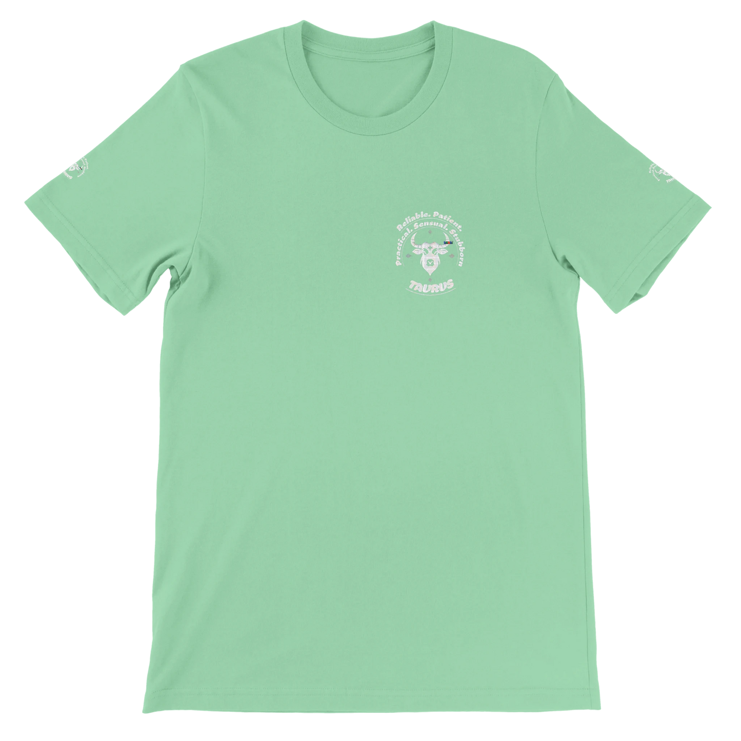 Green Premium unisex crewneck T-shirt with Taurus astrology horoscope zodiac design for Special Love One by trendybuybest.com