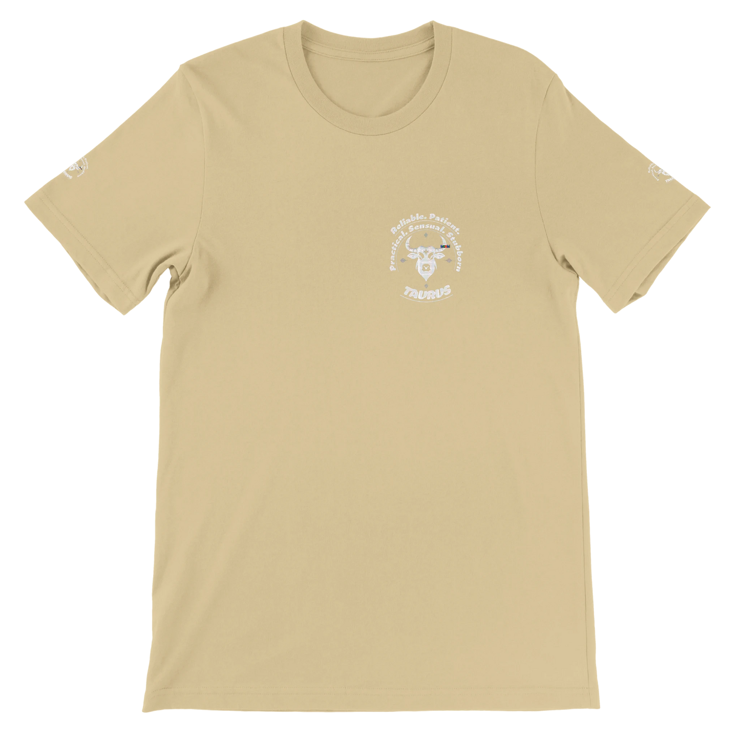 Brown unisex crewneck T-shirt with Taurus horoscope, perfect birthday gift for astrology lovers, soft and stylish for all.