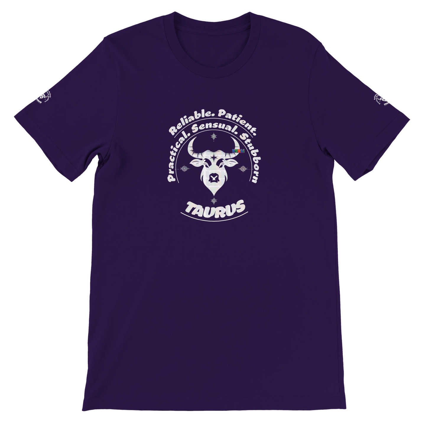 Purple Premium unisex crewneck T-shirt with Taurus zodiac horoscope astrology design for Special Love One, trendybuybest.com