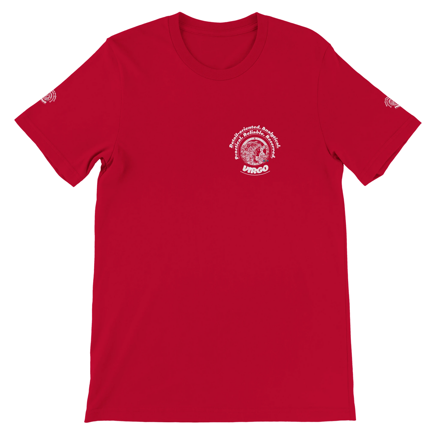 Red Premium unisex crewneck T-shirt with Virgo zodiac horoscope design Great Gift for your Special Love One trendybuybest.com