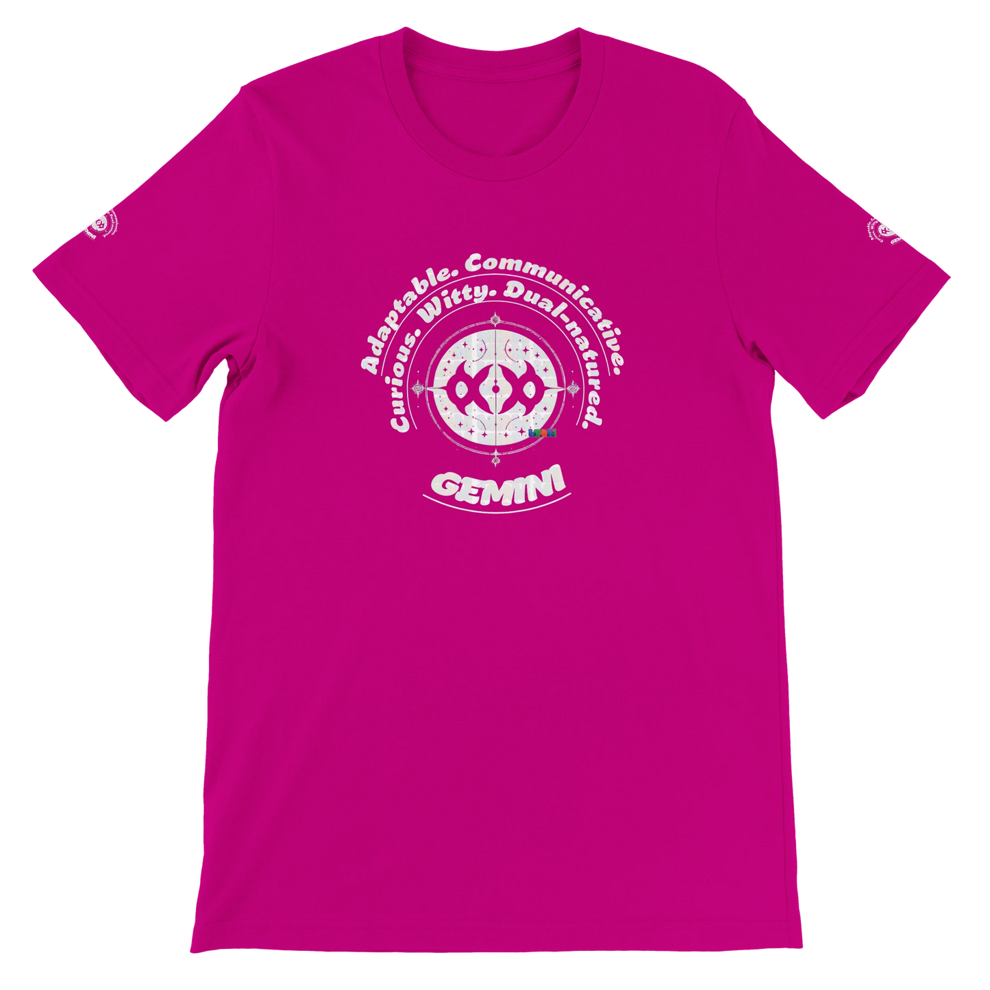 Red Premium unisex crewneck T-shirt with Gemini zodiac horoscope astrology design for Special Love One, by trendybuybest.com