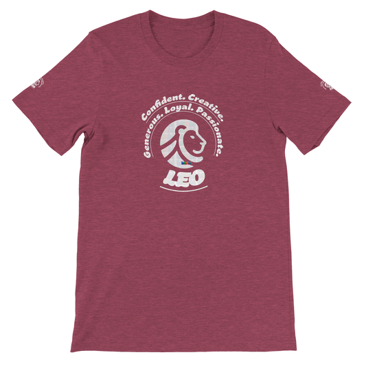 Purple unisex crewneck Premium T-shirt with Leo horoscope Logo design, perfect gift for zodiac Lion lover The Power of Choice