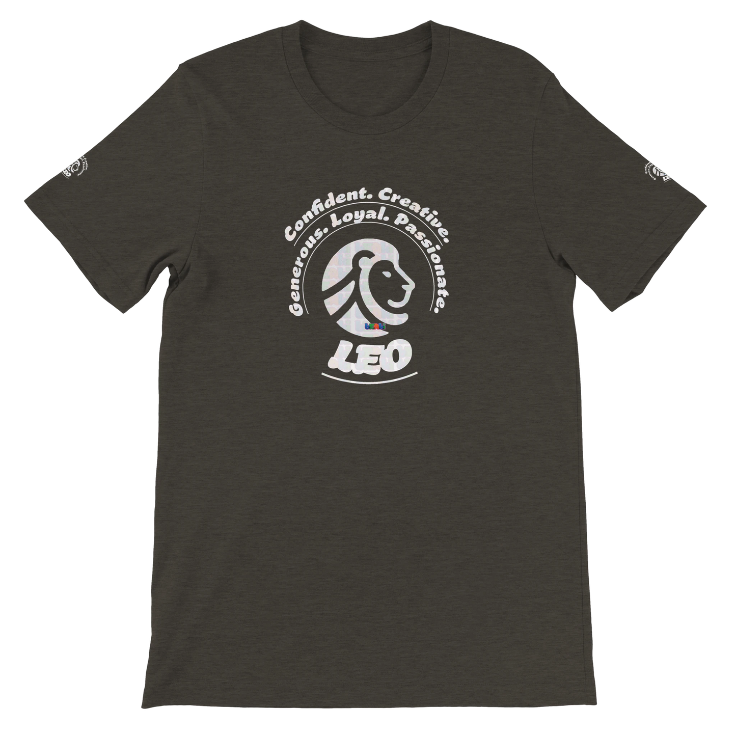 Black unisex crewneck T-shirt with Leo zodiac, perfect birthday gift for astrology lover, Lion Logo design trendybuybest.com