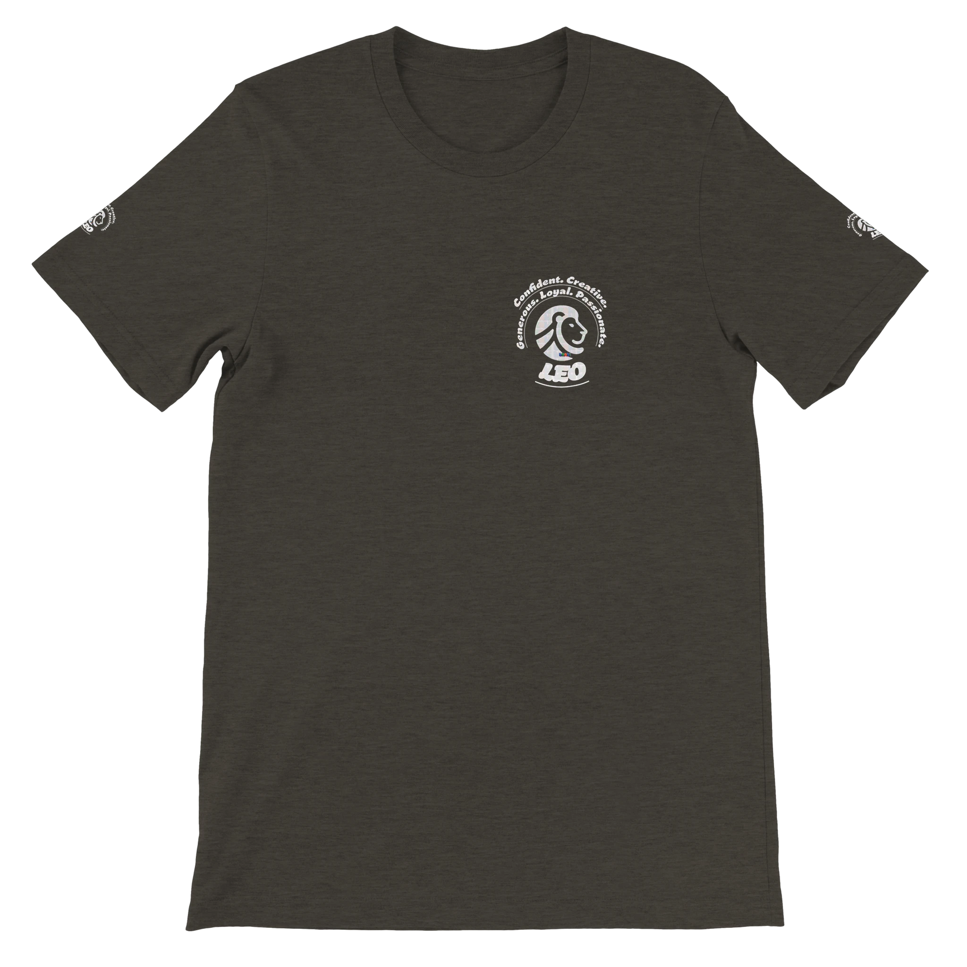 Black unisex crewneck T-shirt with Leo zodiac, perfect birthday gift for astrology lover, Lion Logo design trendybuybest.com