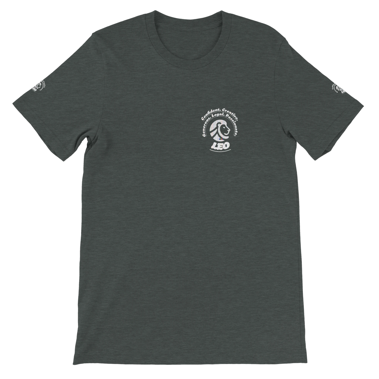 Gray unisex crewneck Premium T-shirt with Leo Astrology logo design, perfect gift for zodiac lion lover, The Power of Choice