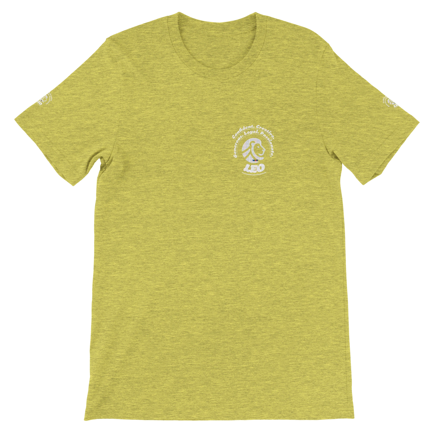 Yellow Premium unisex crewneck T-shirt with Leo zodiac horoscope astrology Lion design for Special Love One trendybuybest.com