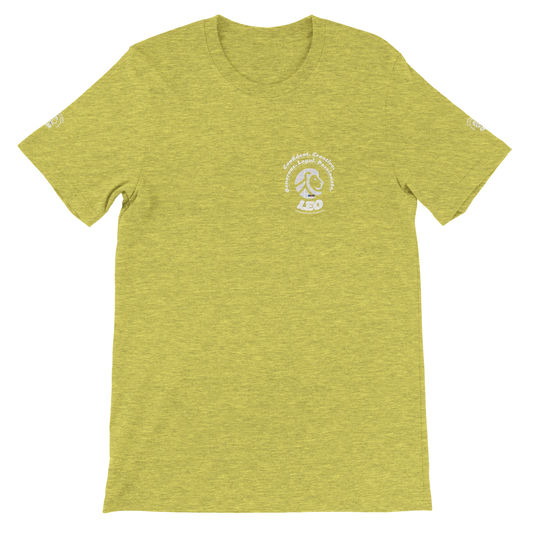 Yellow Premium unisex crewneck T-shirt with Leo zodiac horoscope astrology Lion design for Special Love One trendybuybest.com