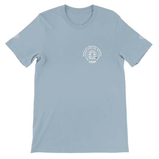 Blue Premium unisex crewneck T-shirt with Libra design zodiac horoscope lovers Best for Special Love One by trendybuybest.com