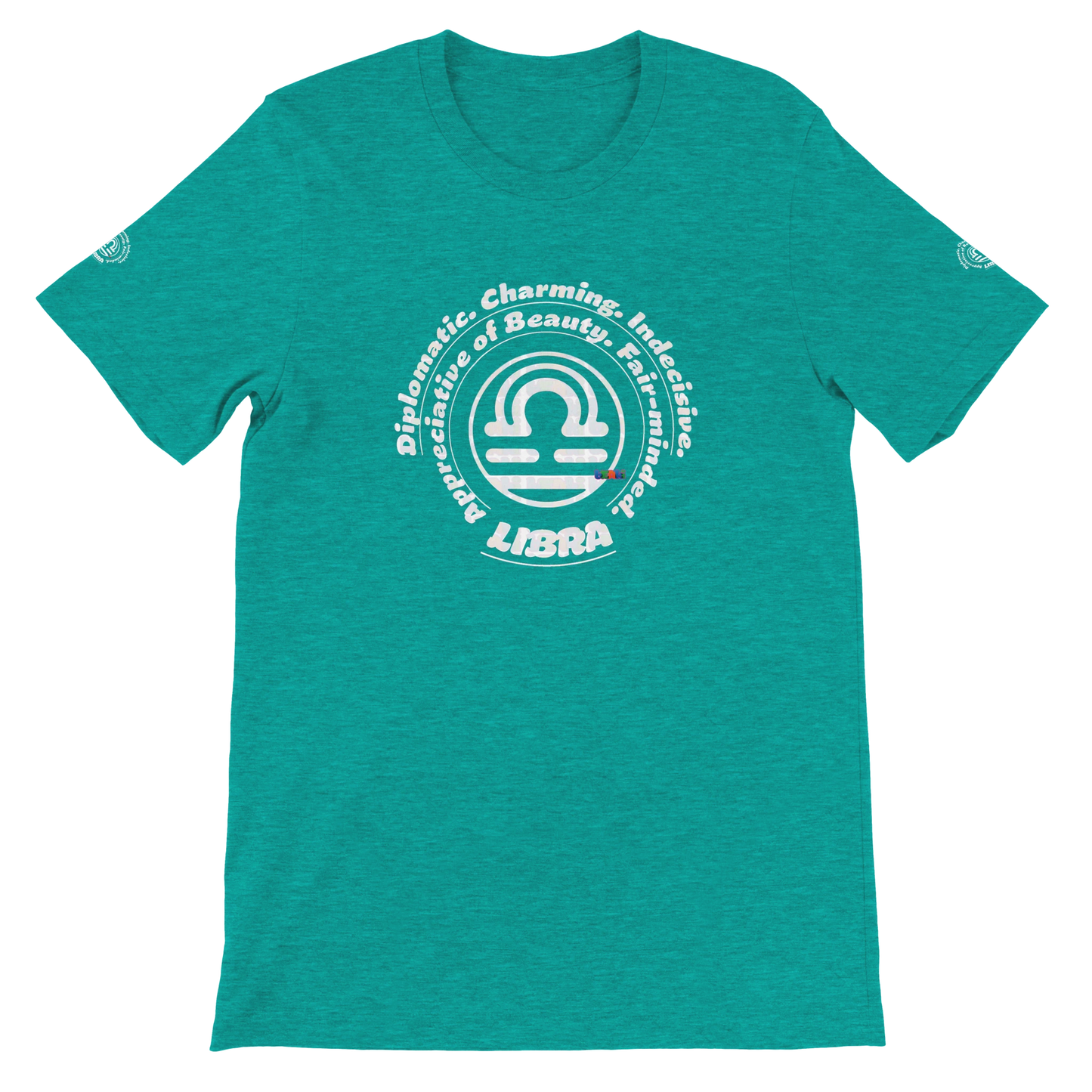 Green unisex crewneck Premum T-shirt with Libra zodiac sign, perfect birthday gift for Astrology lovers by trendybuybest.com