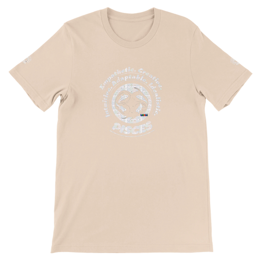 Pink unisex crewneck T-shirt with Aquarius design, perfect horoscope gift, stylish and comfortable for astrology enthusiasts.