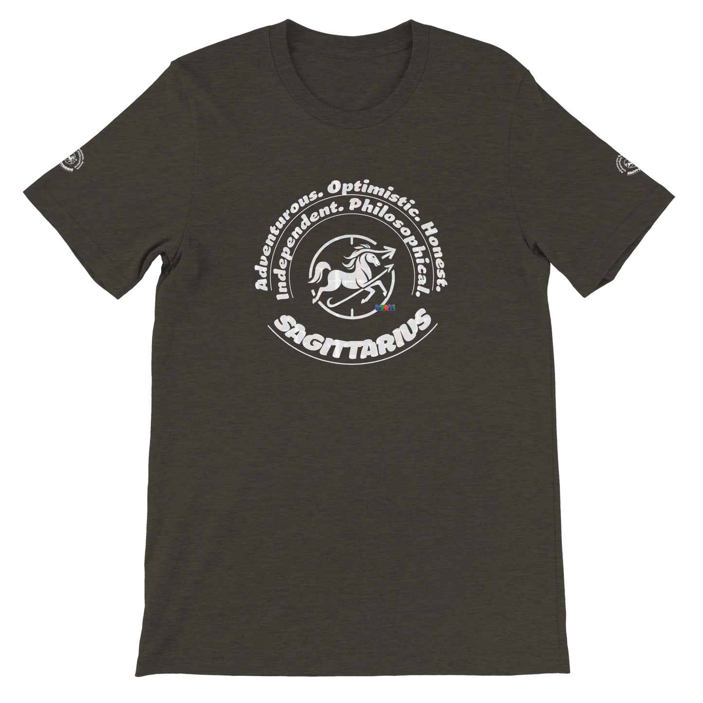 Black unisex T-shirt Sagittarius Horoscope Zodiac design. Known for Adventurous Optimistic Honest Independent Philosophical