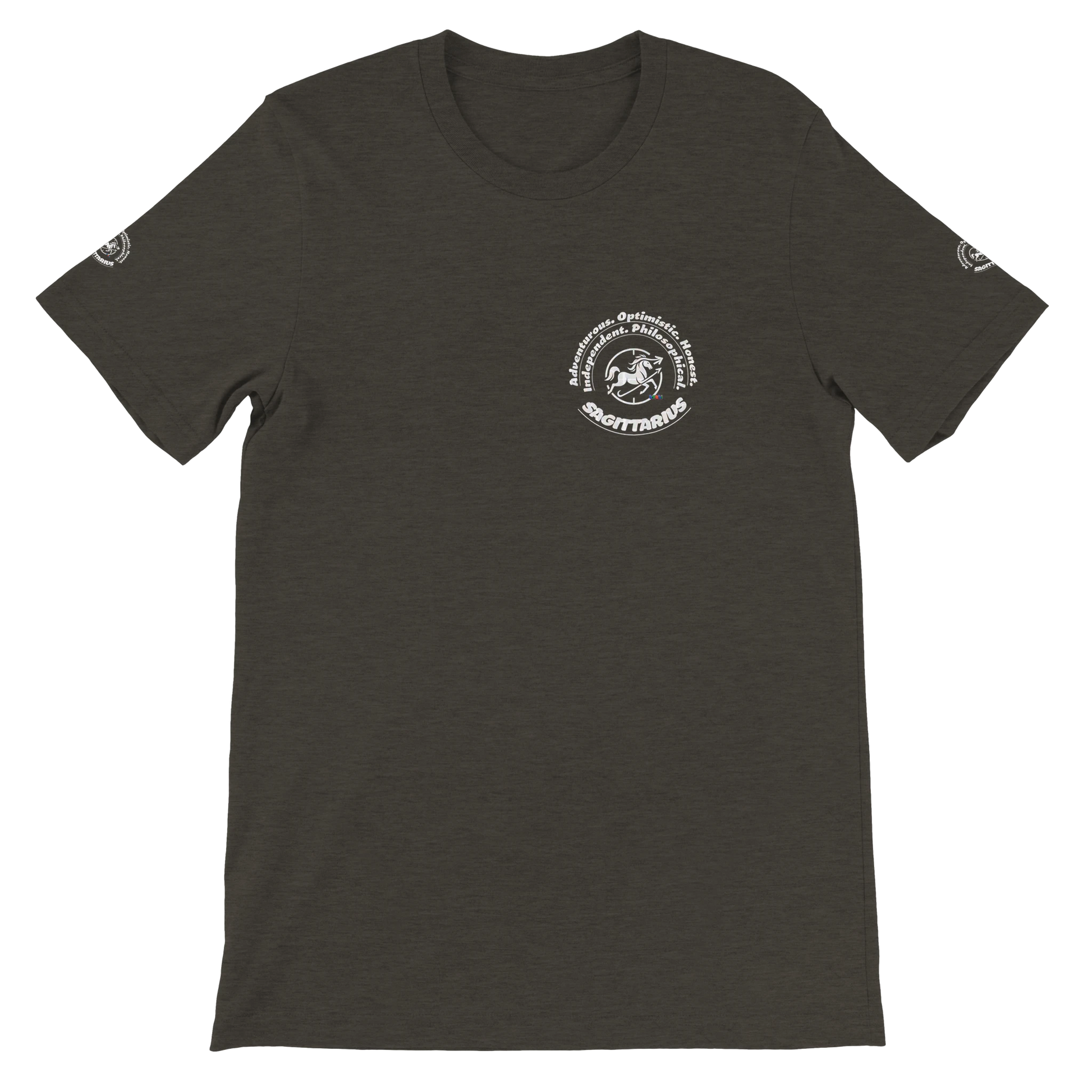 Black unisex T-shirt Sagittarius Horoscope Zodiac design. Known for Adventurous Optimistic Honest Independent Philosophical