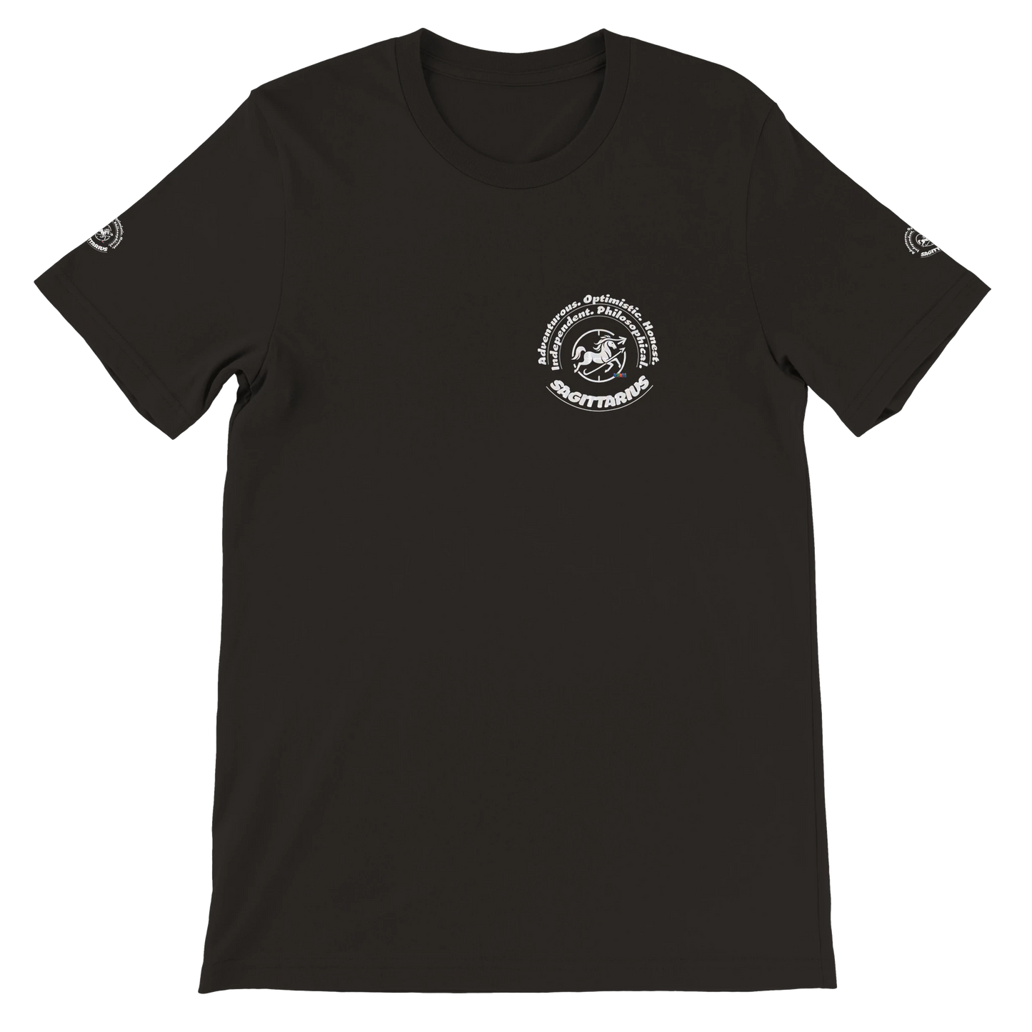 Black unisex T-shirt Sagittarius Horoscope Zodiac design. Known for Adventurous Optimistic Honest Independent Philosophical