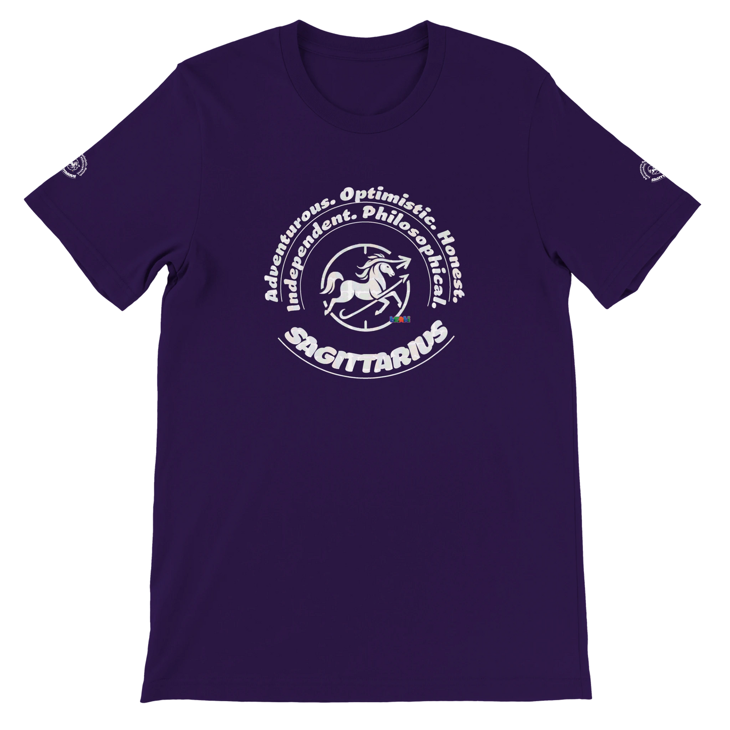 Purple unisex crewneck Premum T-shirt Sagittarius zodiac sign, perfect birthday gift for astrology lover by trendybuybest.com