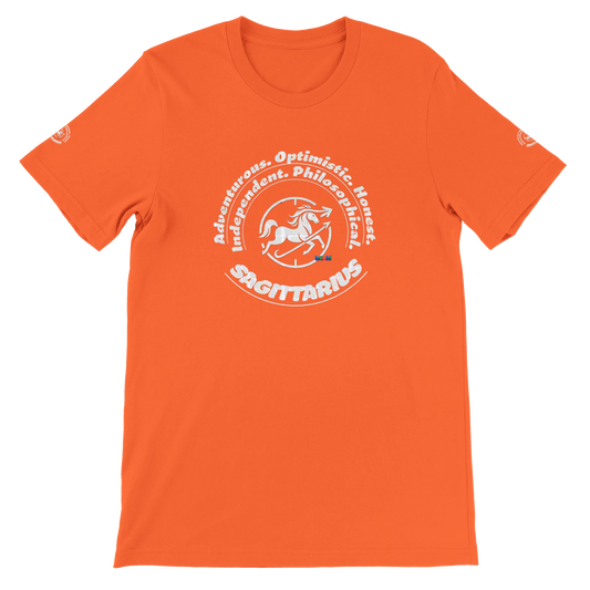 Orange unisex T-shirt for Innovative storytellers creative & know no limits Sagittarius Astrology Zodiac design trendybuybest