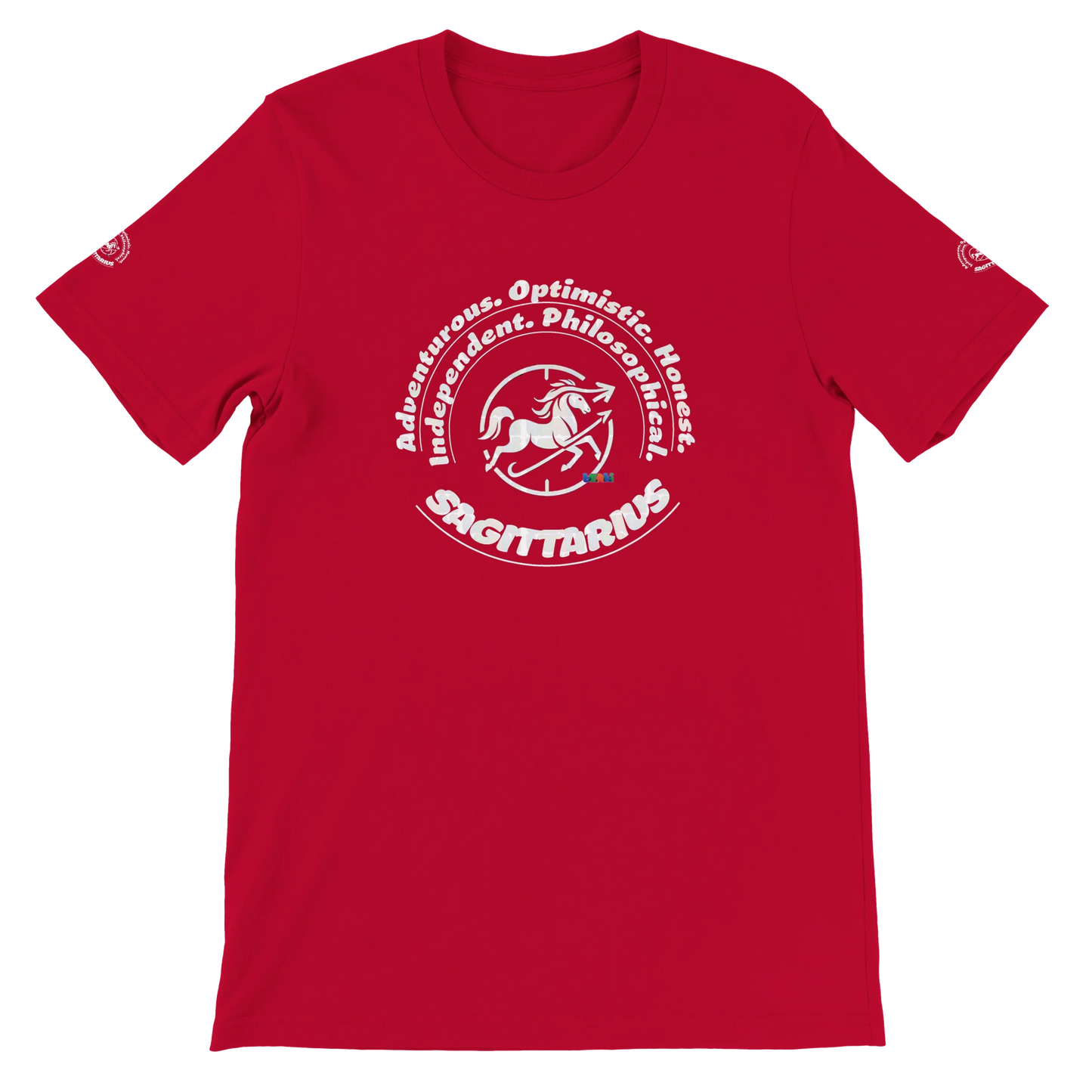 Red unisex Premium T-shirt Sagittarius Astrology Zodiac. Known for Adventurous Optimistic Honest Independent Philosophical
