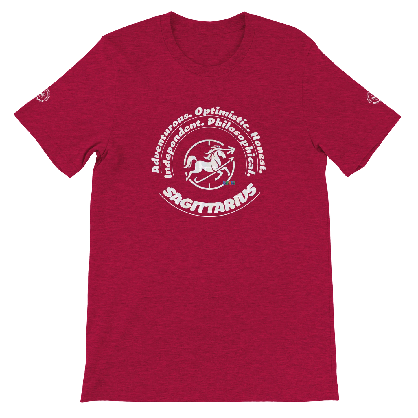 Red unisex Premium T-shirt Sagittarius Astrology Zodiac. Known for Adventurous Optimistic Honest Independent Philosophical