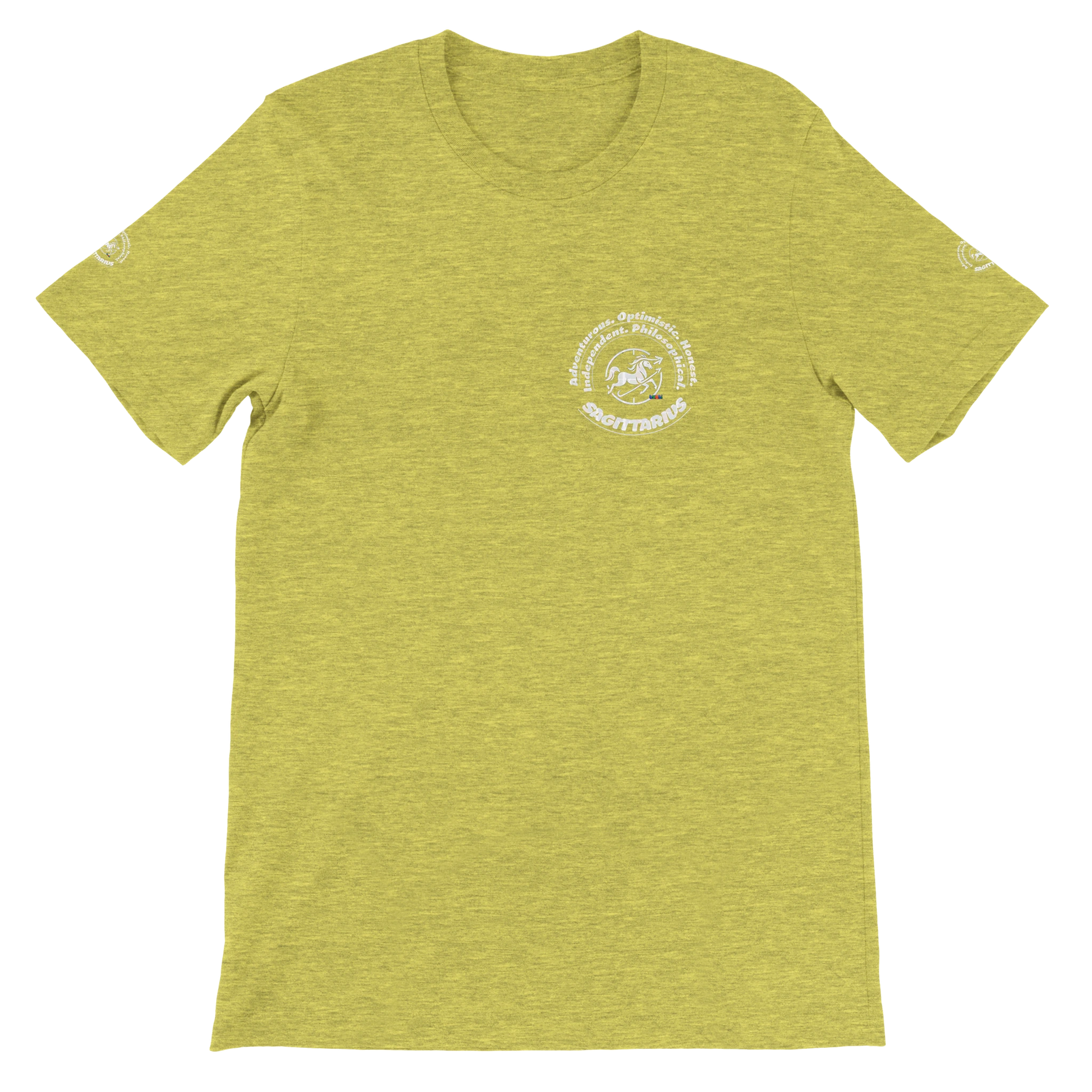 Yellow Premium unisex crewneck T-shirt Sagittarius design for Special Love One & horoscope Astrology lovers trendybuybest.com