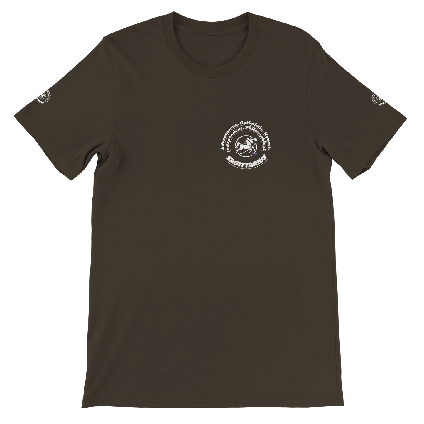 Brown unisex T-shirt for Innovative storytellers creative & know no limits Sagittarius. Astrology Zodiac design trendybuybest