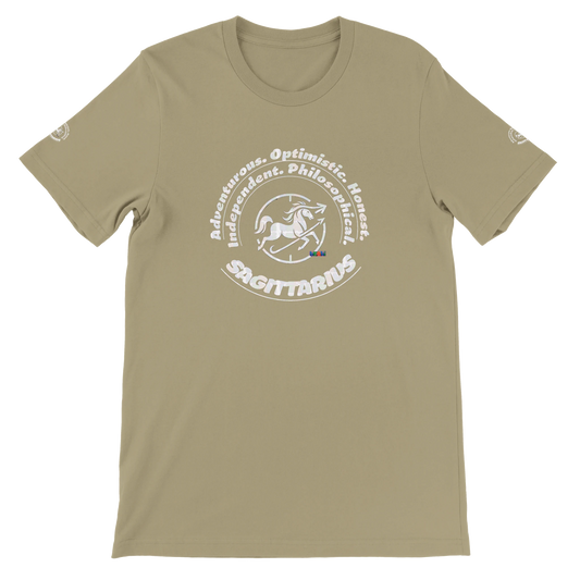 Brown unisex T-shirt for Innovative storytellers creative & know no limits Sagittarius. Astrology Zodiac design trendybuybest