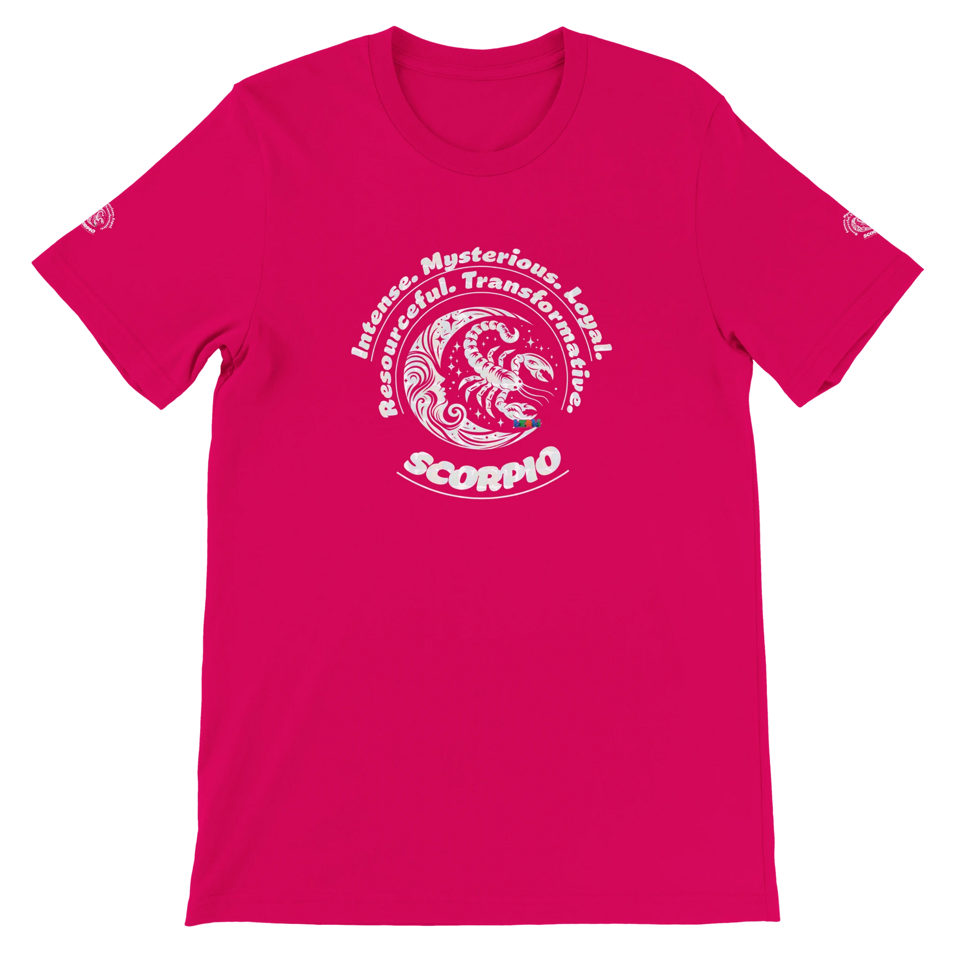 Red unisex crewneck Premium T-shirt for tenacious magnetic passion Scorpio with Horoscope Astrology design by trendybuybest.