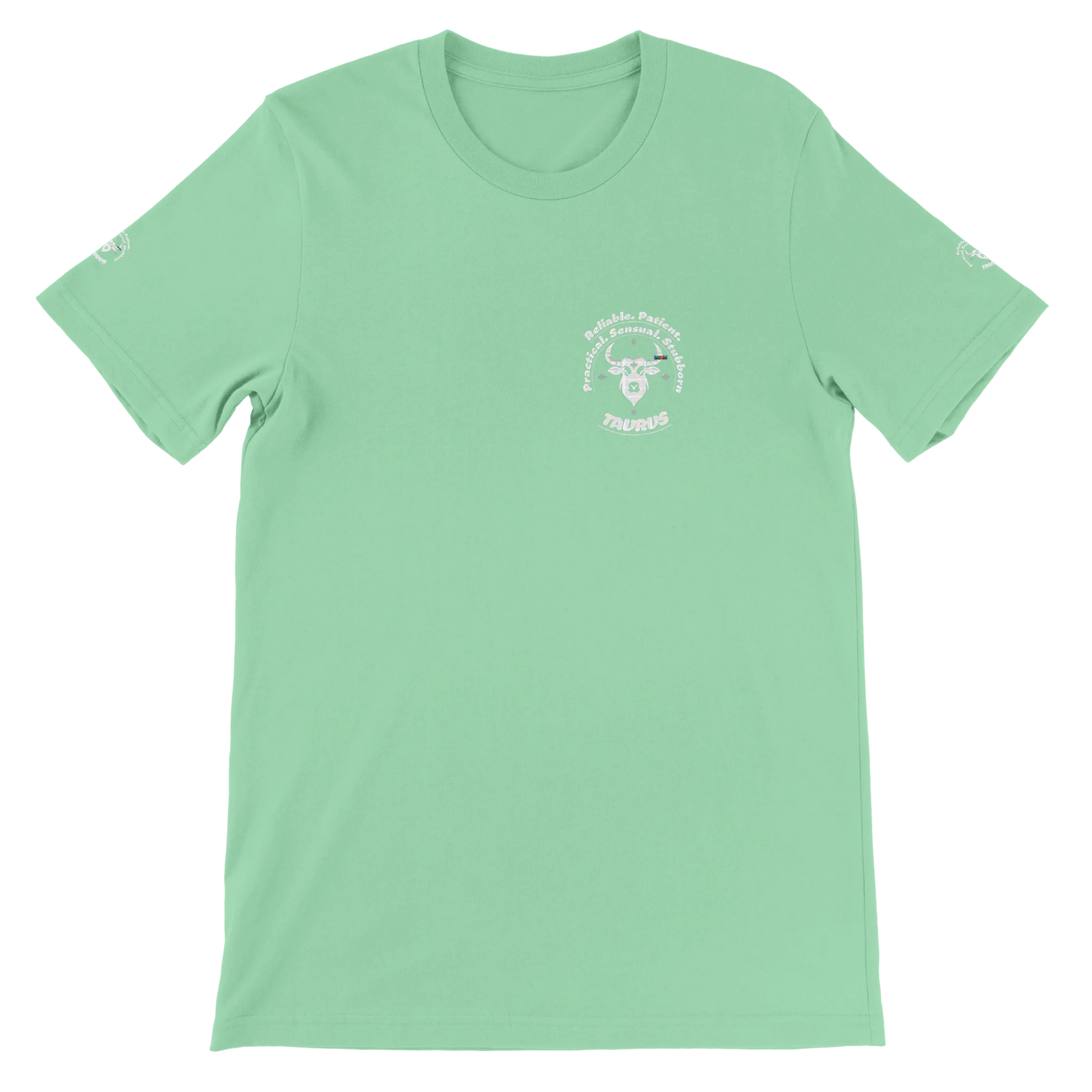 Green Premium unisex crewneck T-shirt with Taurus astrology horoscope zodiac design for Special Love One by trendybuybest.com
