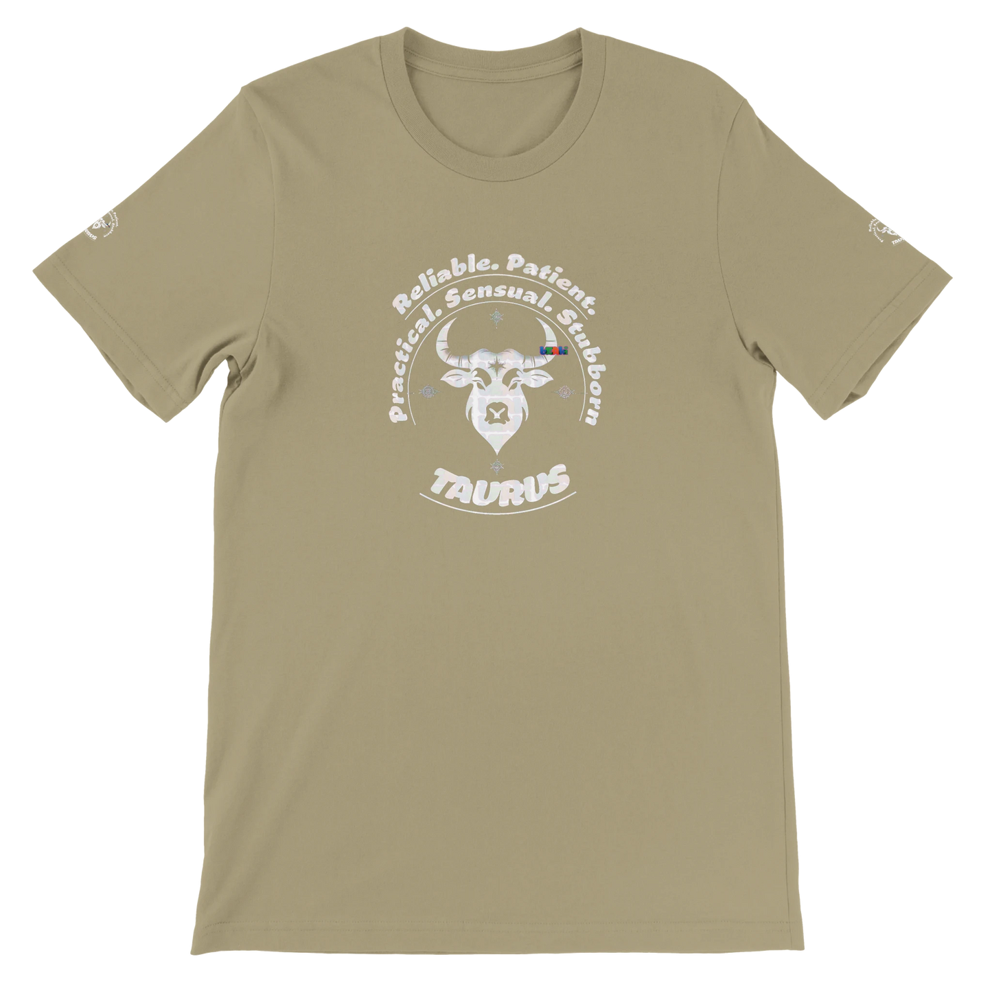 Brown unisex crewneck T-shirt with Taurus horoscope, perfect birthday gift for astrology lovers, soft and stylish for all.