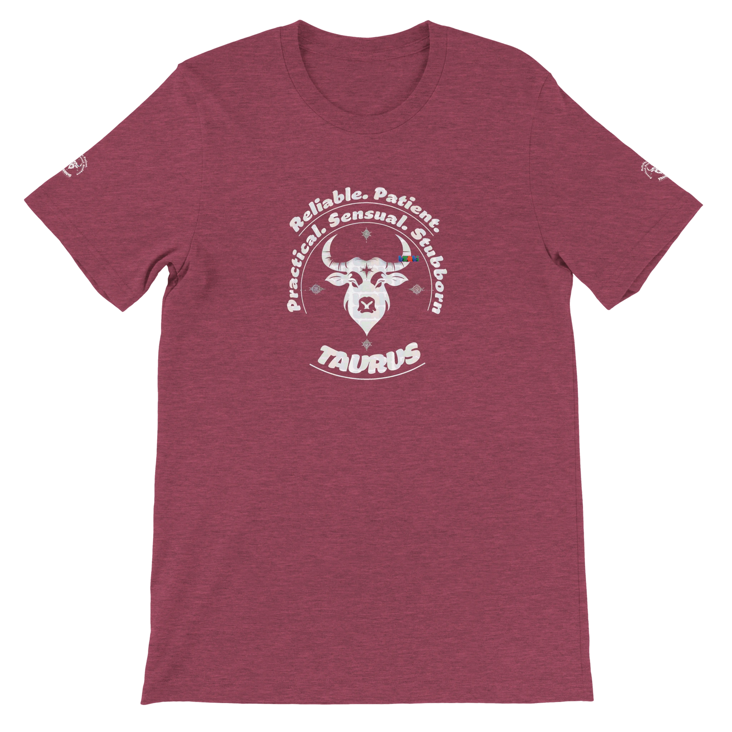 Purple Premium unisex crewneck T-shirt with Taurus zodiac horoscope astrology design for Special Love One, trendybuybest.com