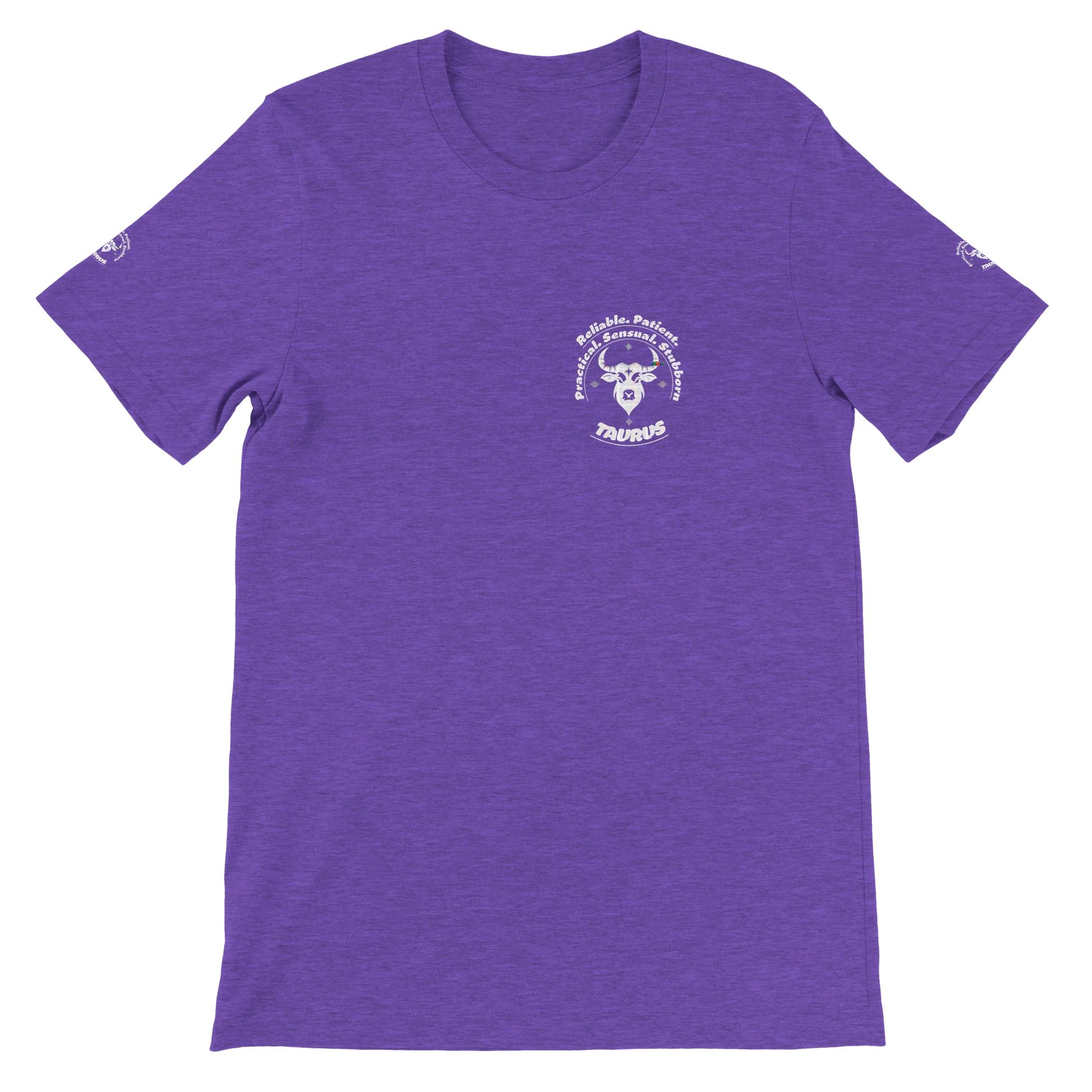 Purple Premium unisex crewneck T-shirt with Taurus zodiac horoscope astrology design for Special Love One, trendybuybest.com