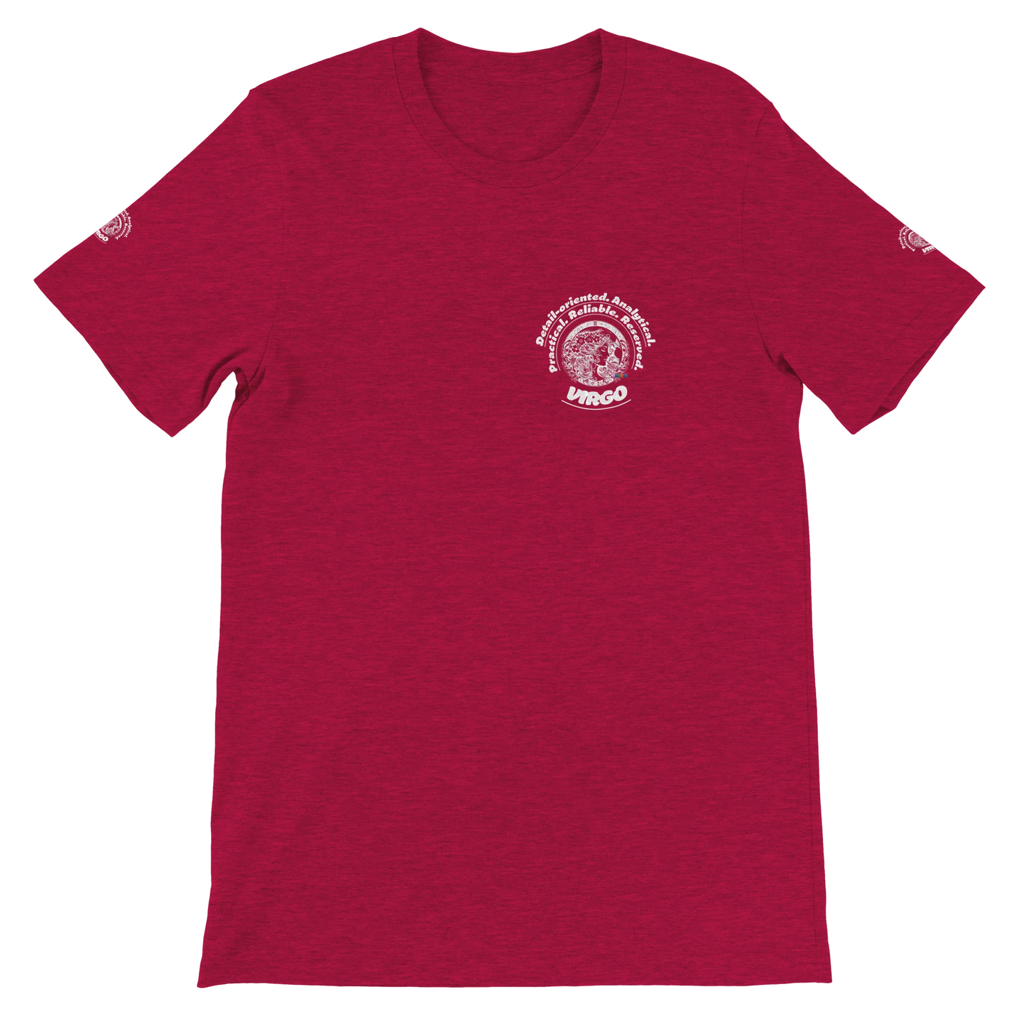 Red Premium unisex crewneck T-shirt with Virgo zodiac horoscope design Great Gift for your Special Love One trendybuybest.com